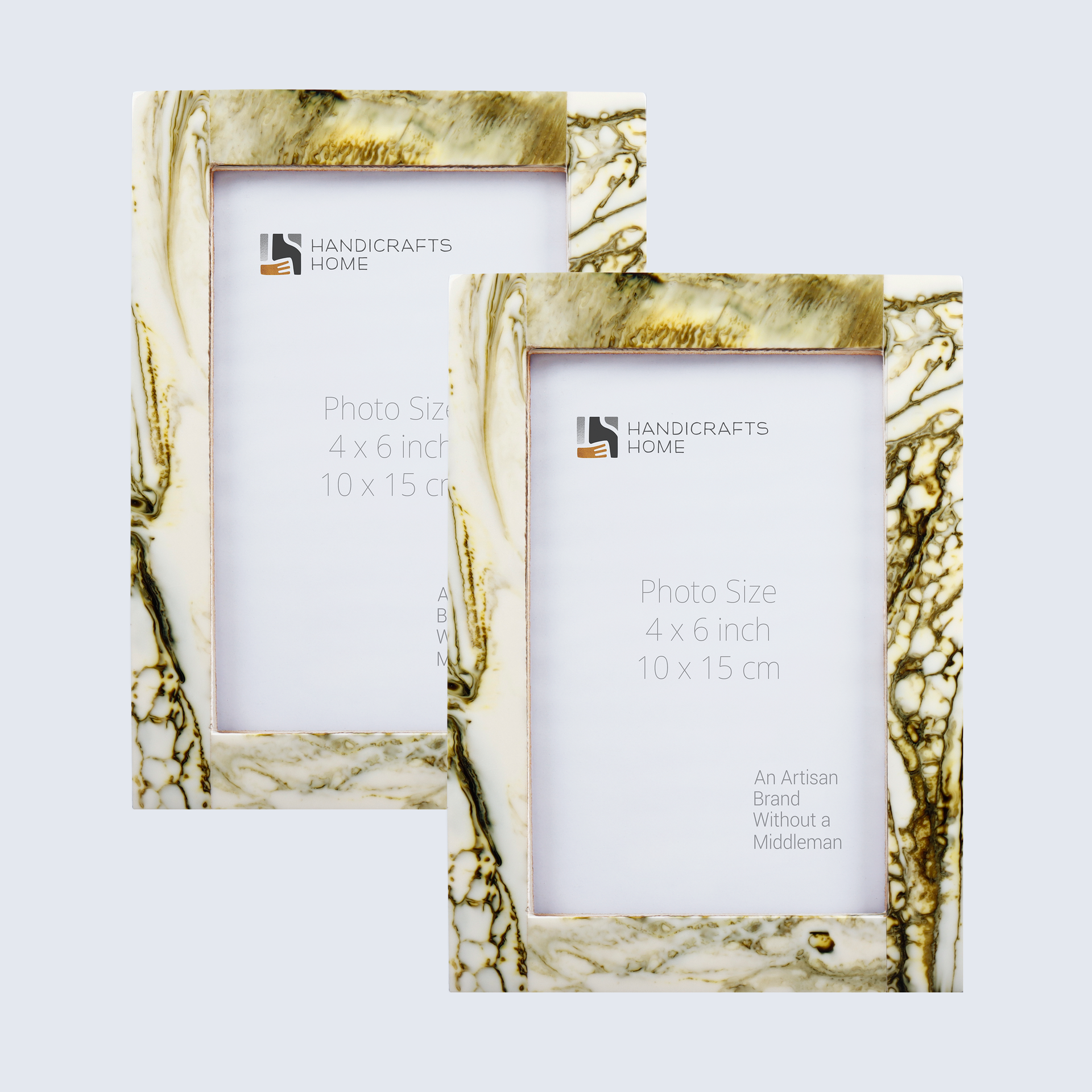Picture Frames Deco Marble Pattern Resin Inlay Collection in 3 Sizes, Pack of 2