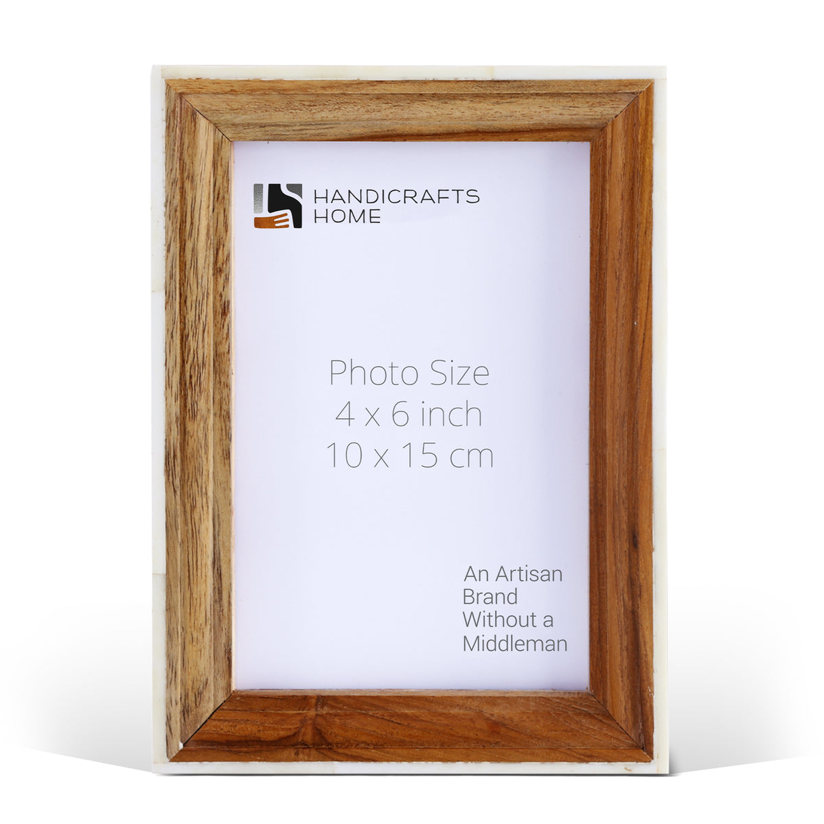 Handmade Picture Frame Fairground Exhibit Collection Bone Inlay & Wood Natural – 4x6 & 5x7", for tabletop or wall display