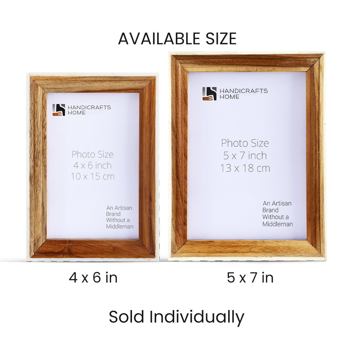Handmade Picture Frame Fairground Exhibit Collection Bone Inlay & Wood Natural – 4x6 & 5x7", for tabletop or wall display