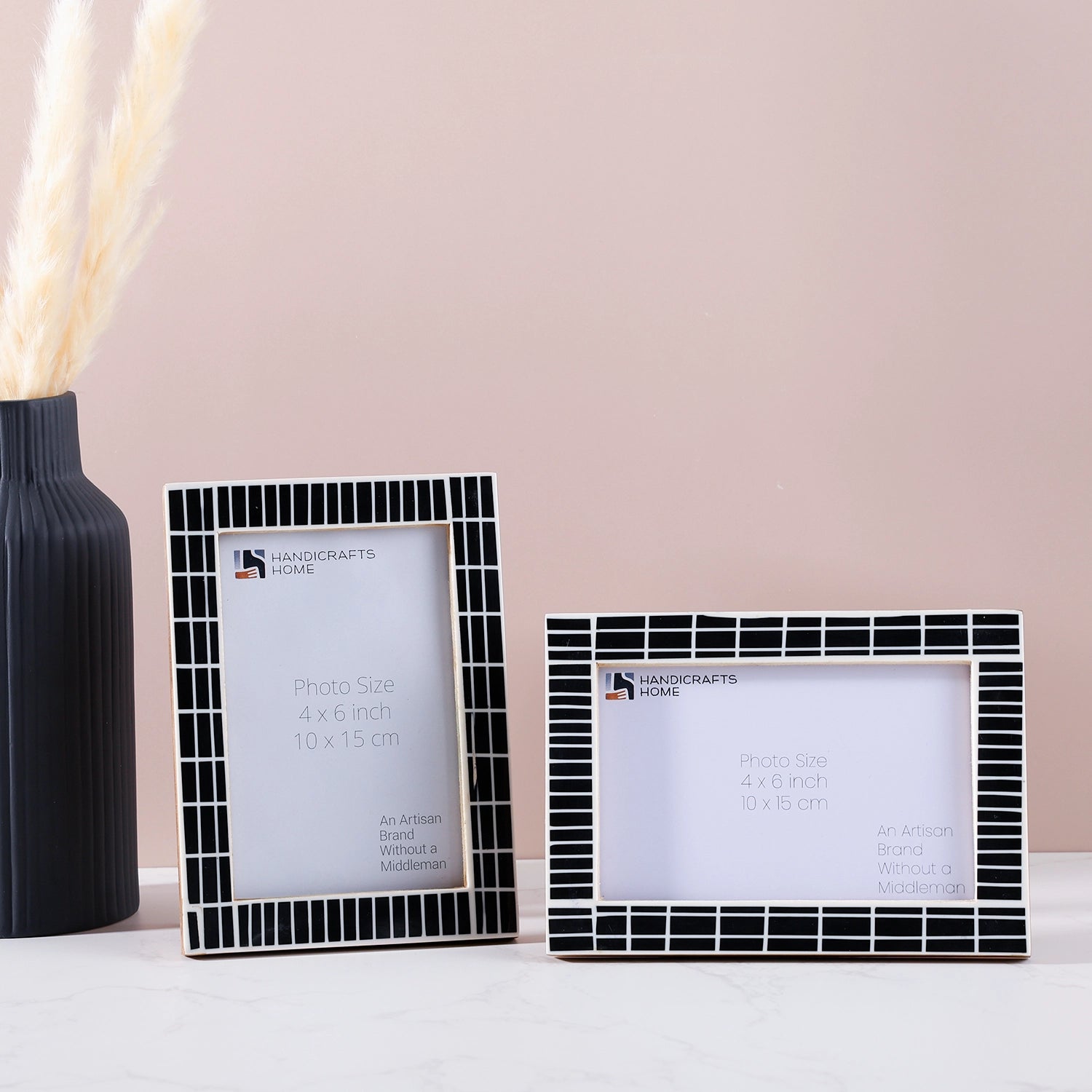 Picture Frames Manhattan Skyline Pattern Resin Inlay Collection in 3 Sizes, Pack of 2