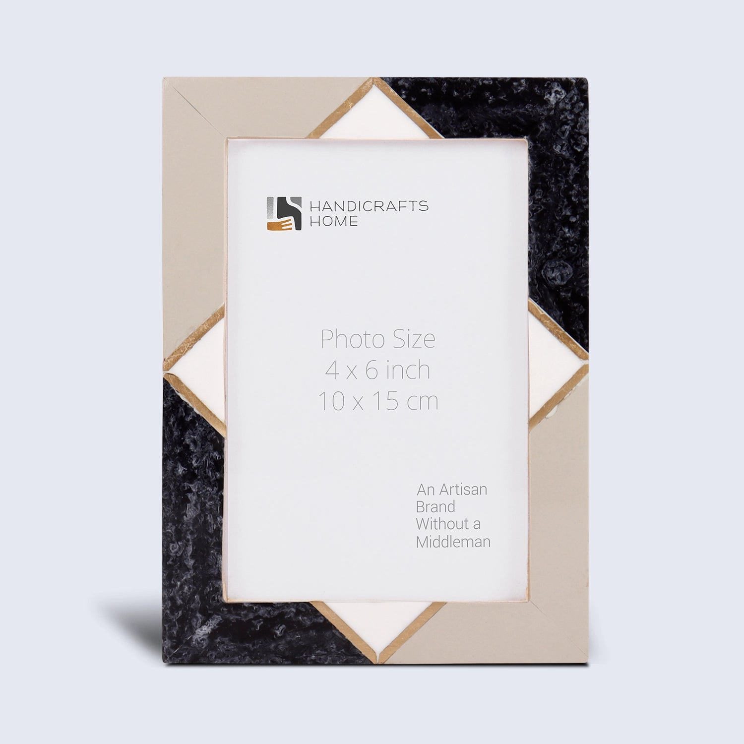 Menton Picture Frame Brass & Resin Inlay Grey, Blue & Orange - 3 Sizes