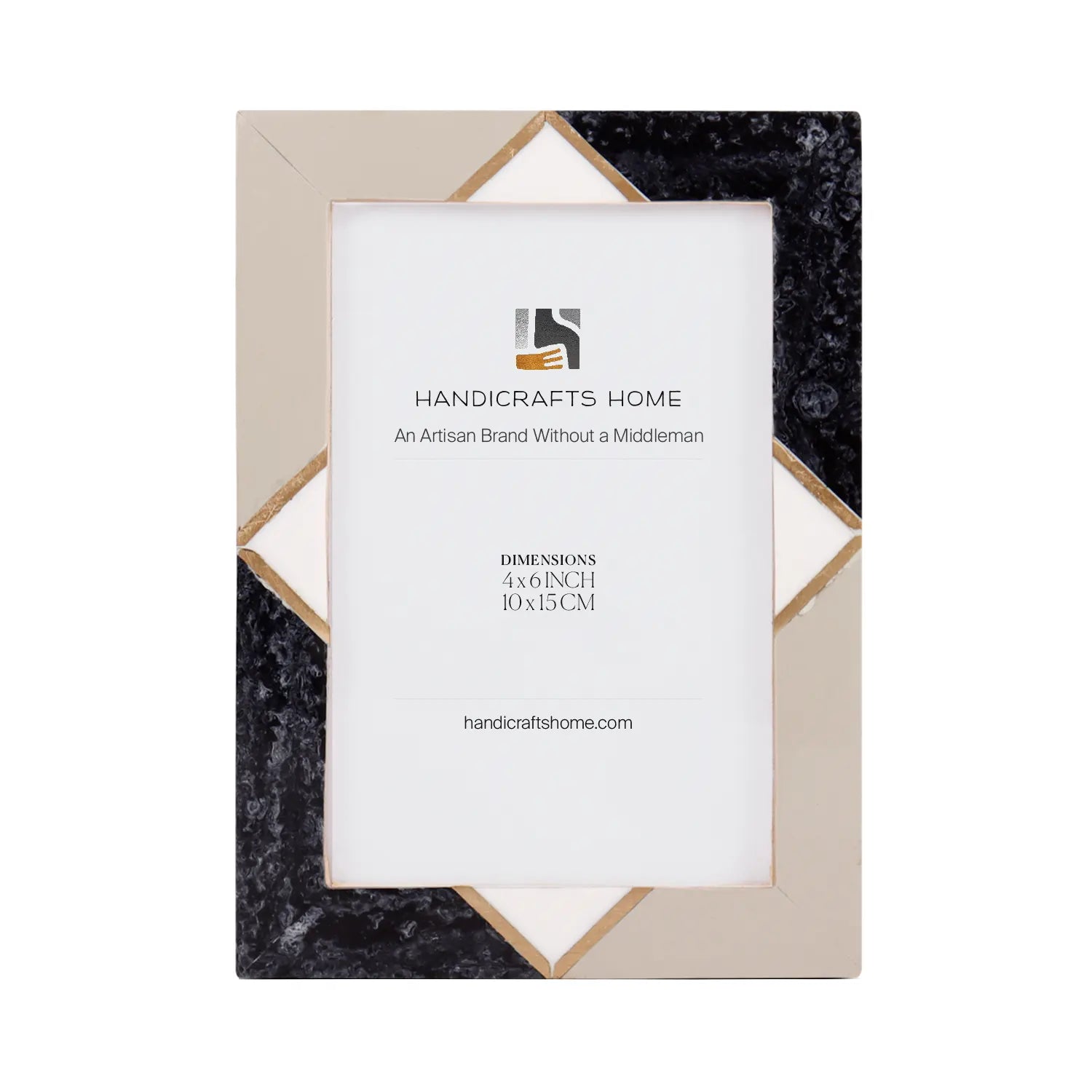 Picture Frame Menton Grey Pattern Collection Brass & Resin Inlay Grey – 3 Sizes (Pack of 2)