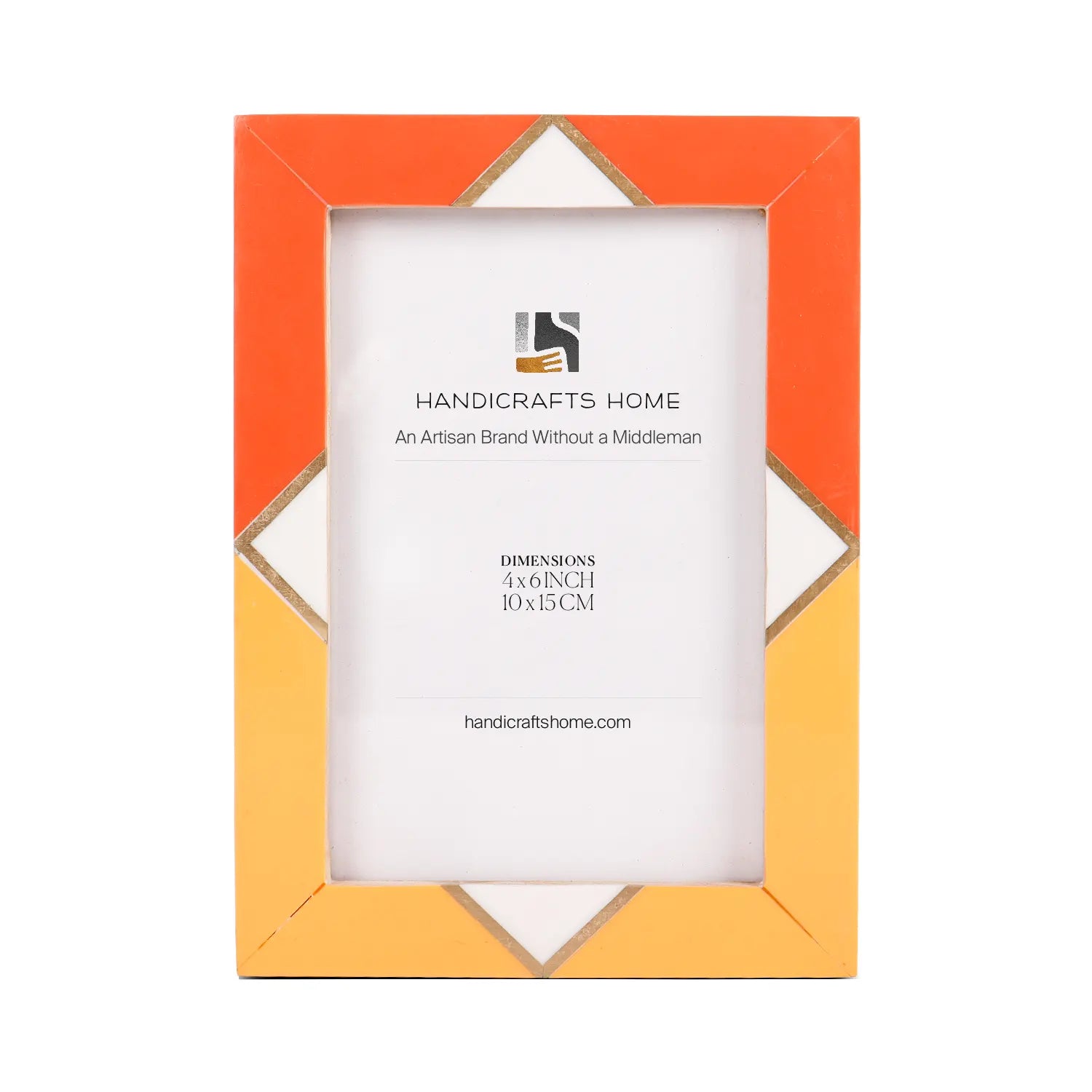 Picture Frame Menton Orange Pattern Collection Brass & Resin Inlay Orange – 3 Sizes