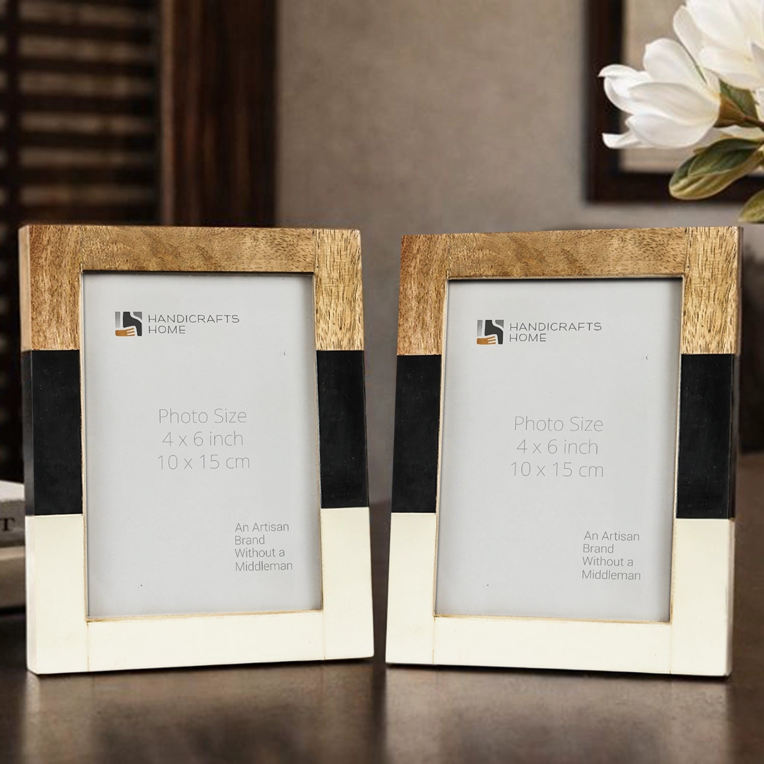 Picture Frames Mondrian Maple Pattern Wood & Resin Inlay Collection in 3 Sizes