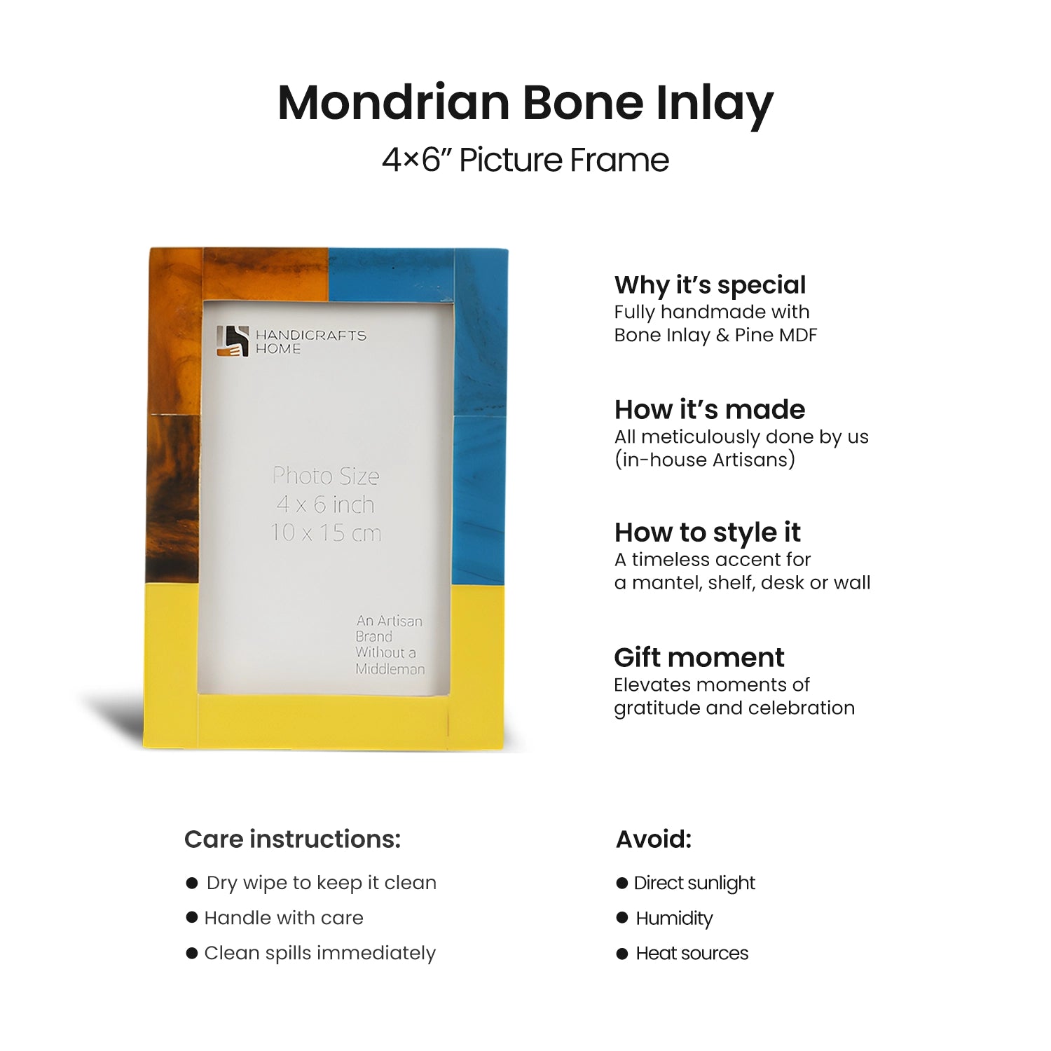 Picture Frames Mondrian Walnut Pattern Resin Inlay Collection in 3 Sizes, Pack of 2