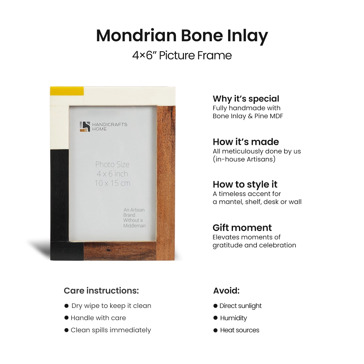 Picture Frames Mondrian Warm Oak Pattern Resin Inlay Collection in 3 Sizes