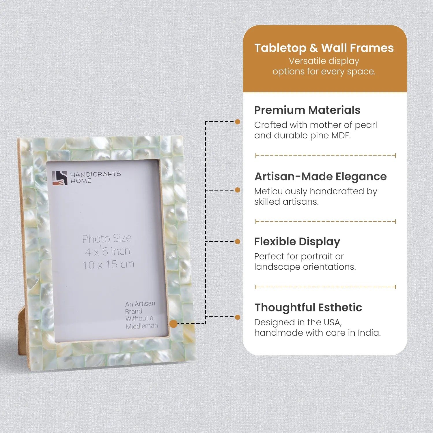 Picture Frames Mother of Pearl Collection in 27 Sizes, Green