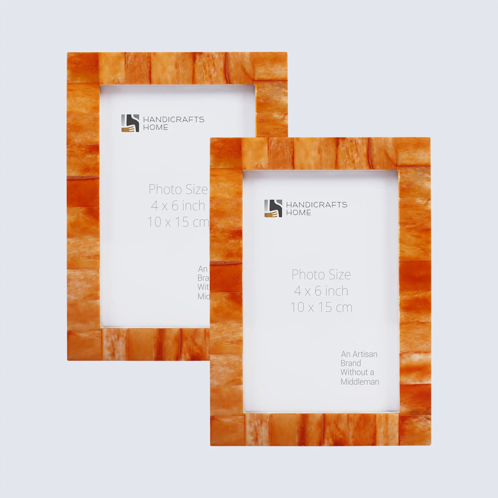 Picture Frames Classic Pattern Bone Inlay Collection in 3 Sizes, Pack of 2 - Orange