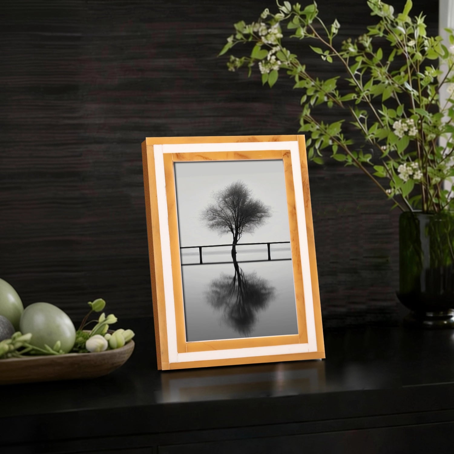 Picture Frames Avant Amber Pattern Resin Inlay Collection in 3 Sizes