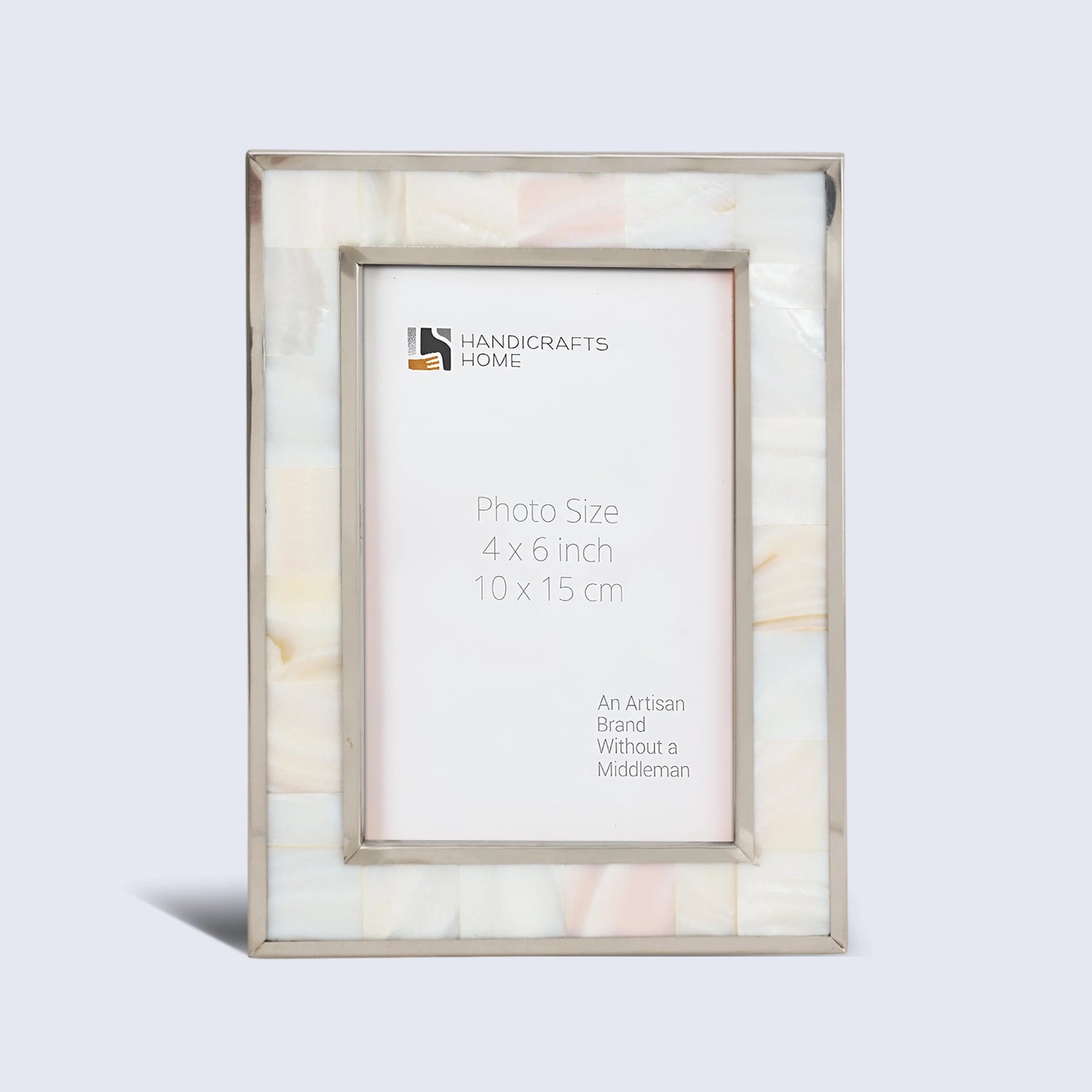 Camelot Maiden Brass & Resin Inlay 4x6 White & Silver Picture Frame