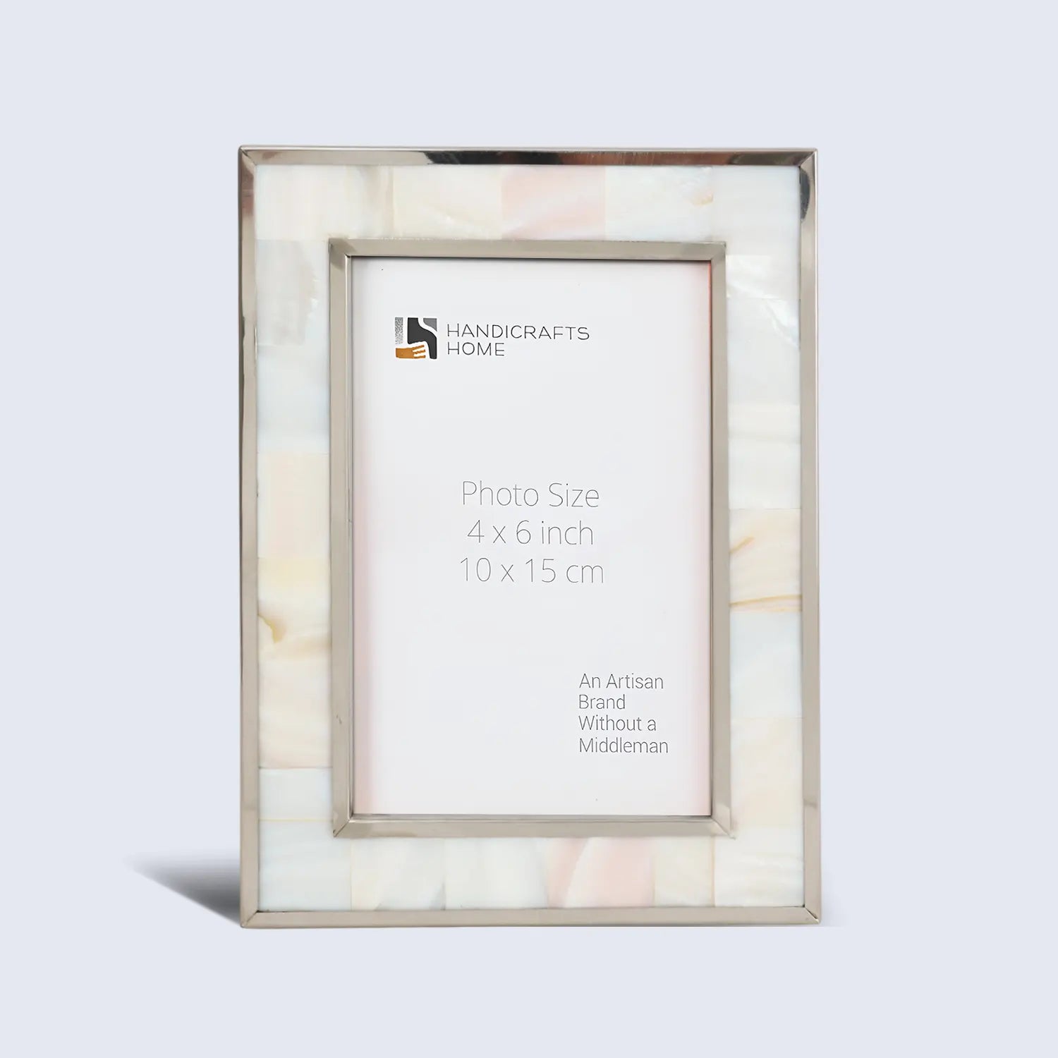 Camelot Maiden Brass & Resin Inlay 4x6 White & Silver Picture Frame