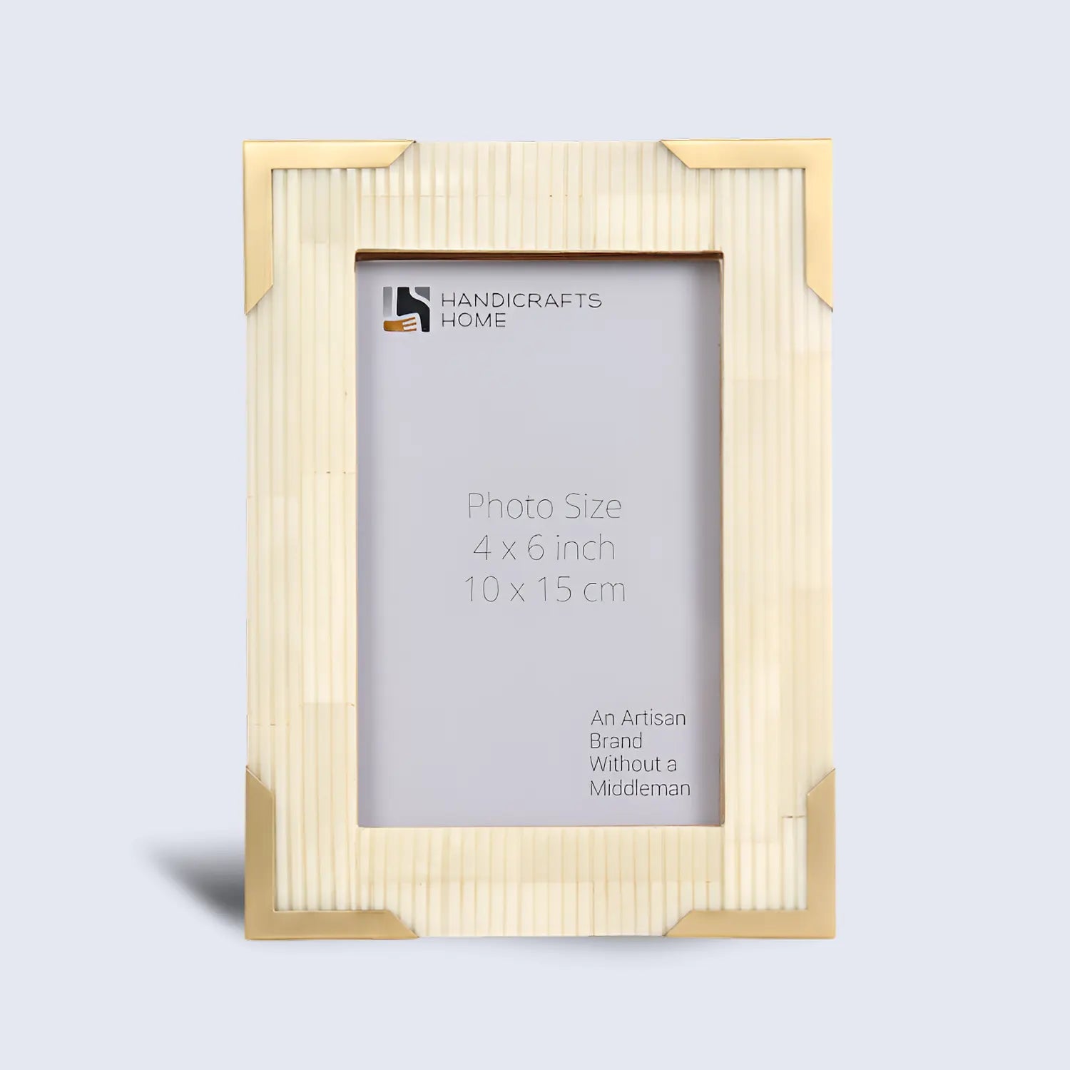 Bone Inlay & Brass Delux Carta Picture Frames, White 4x6