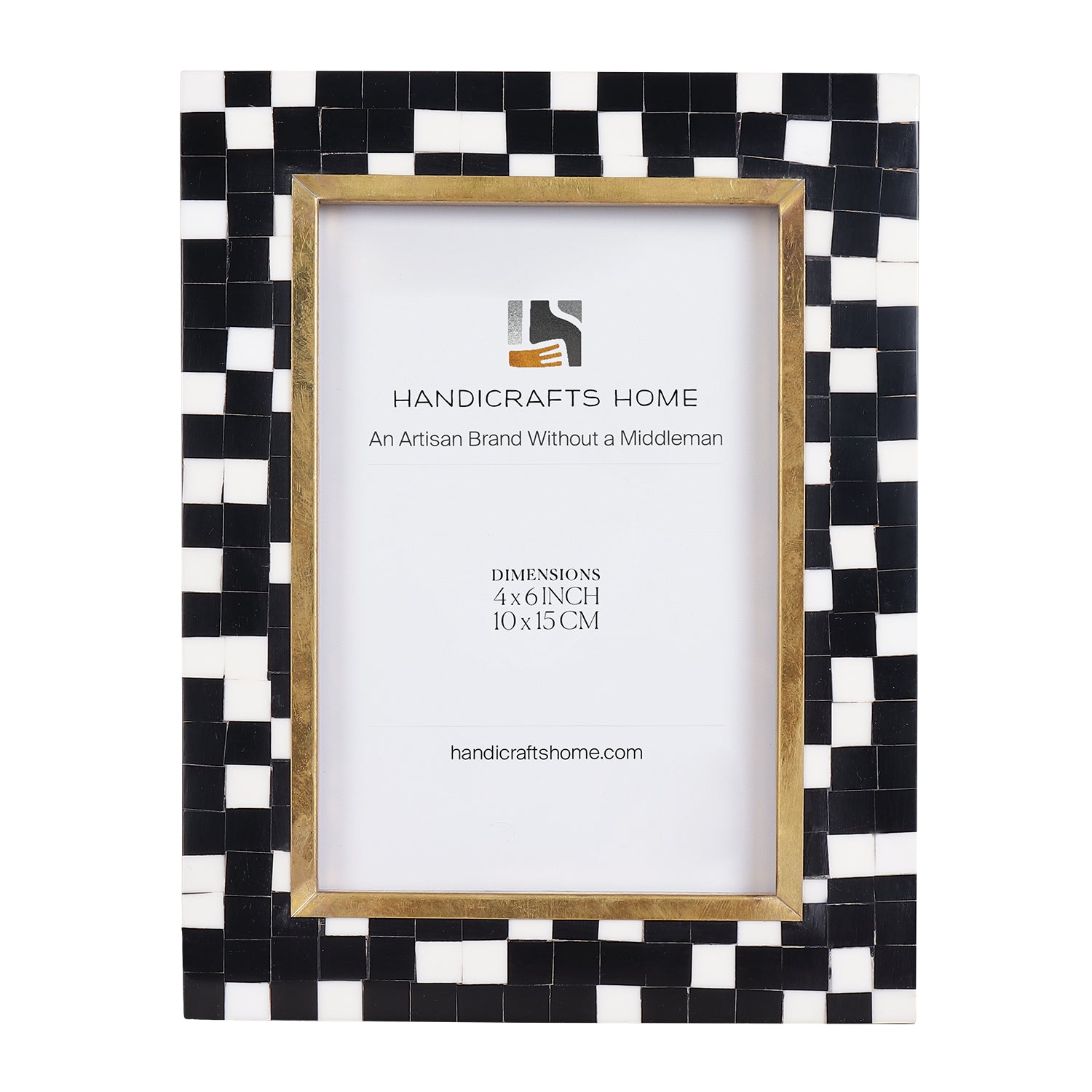 4x6 Picture Frame B&W Handcrafted Resin Inlay | Halo Mosaic