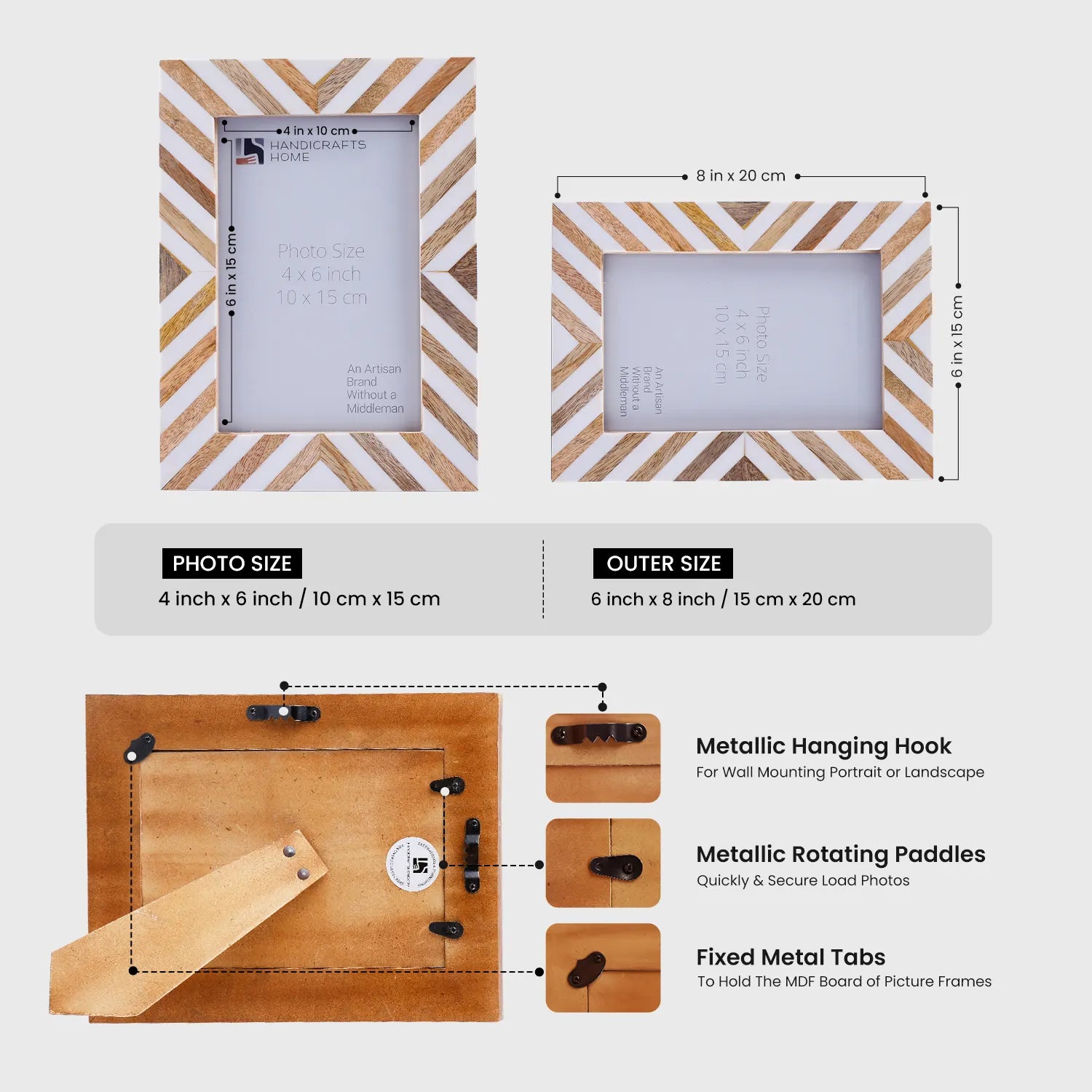Picture Frames Hypno Calm Collection Wooden & Resin Inlay Frame in 3 Sizes