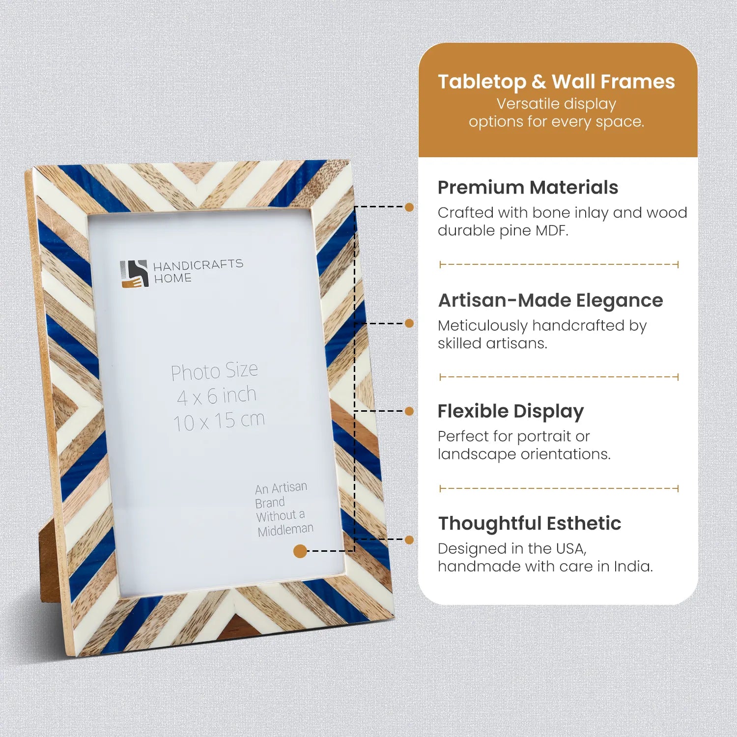 Picture Frame Hypno Dream Collection Wood Resin Inlay Multi Color -4x6 5x7 8x10"