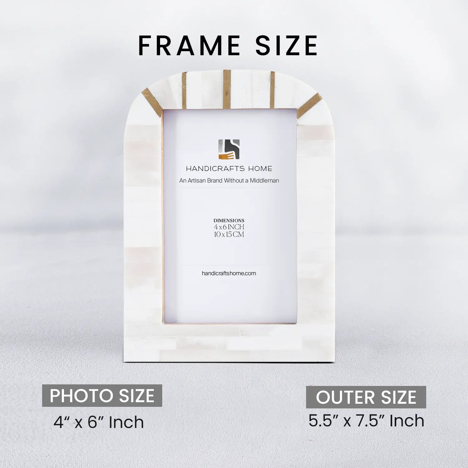 Picture Frame Palace Vista Collection Bone Inlay Brass White 4x6"
