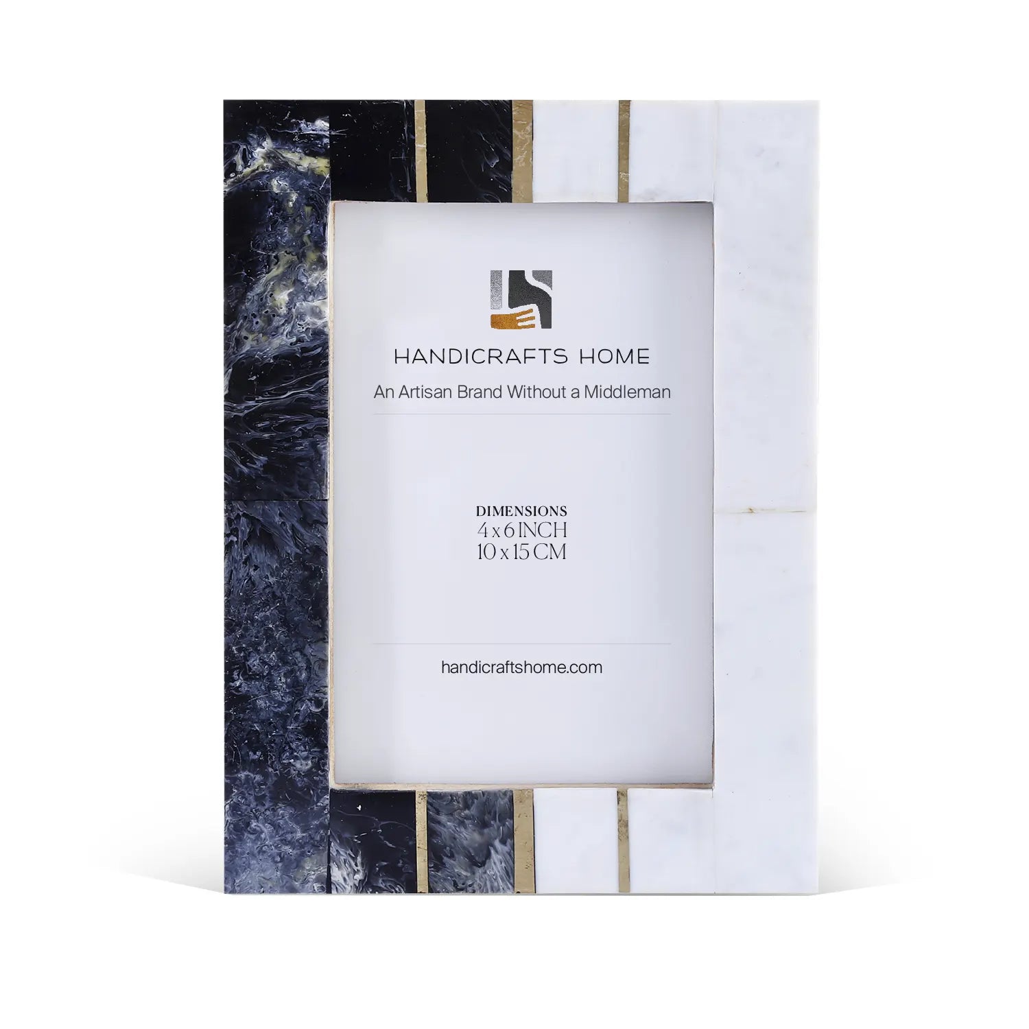 Black White Resin Brass Inlay Picture Frame Tabletop 4x6 5x7