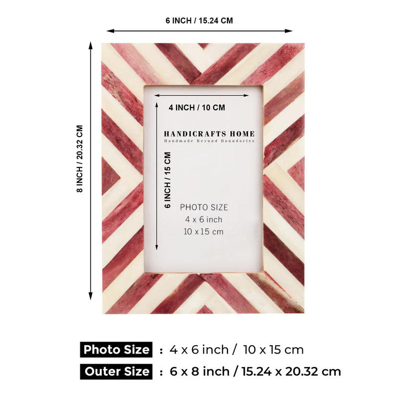 Size Chart for Picture Frames Chevron Pattern Bone Inlay in 2 Sizes- Purple