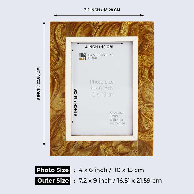 Size Chart for Picture Frames Marbel Gold Pattern Resin Inlay Collection - 4x6