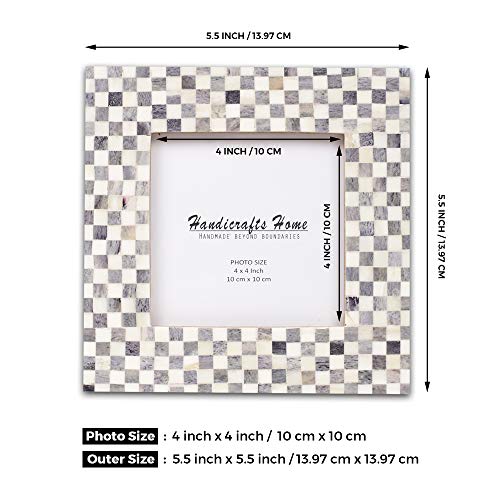 Size Chart for Baby Picture Frames Checkered Pattern Bone Inlay Collection - 4x4