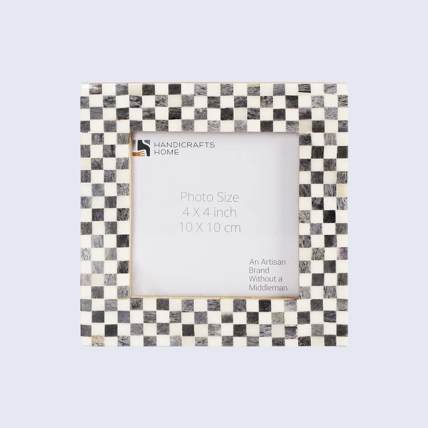 Picture Frame Checkered Pattern Collection Bone Inlay Black & White 4x4