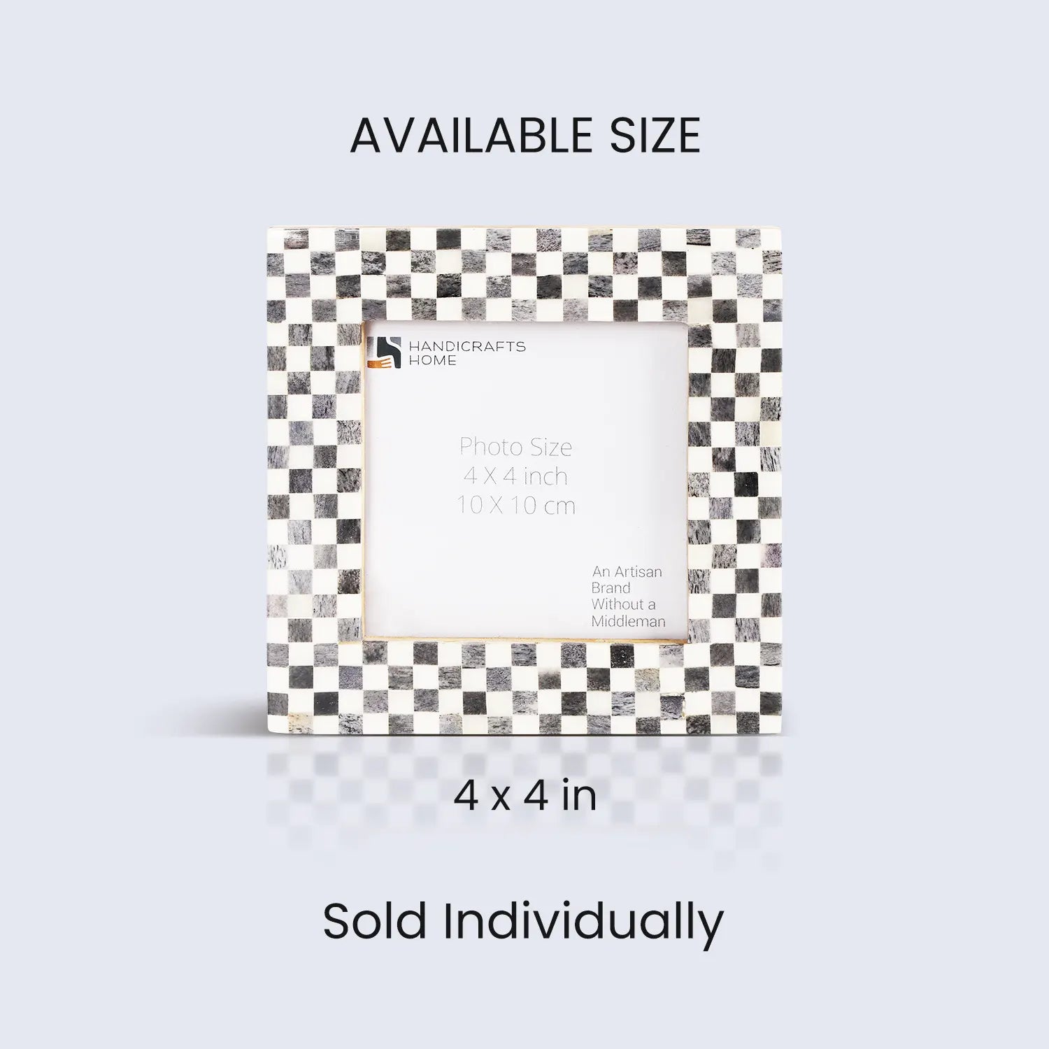 Picture Frame Checkered Pattern Collection Bone Inlay Black & White 4x4