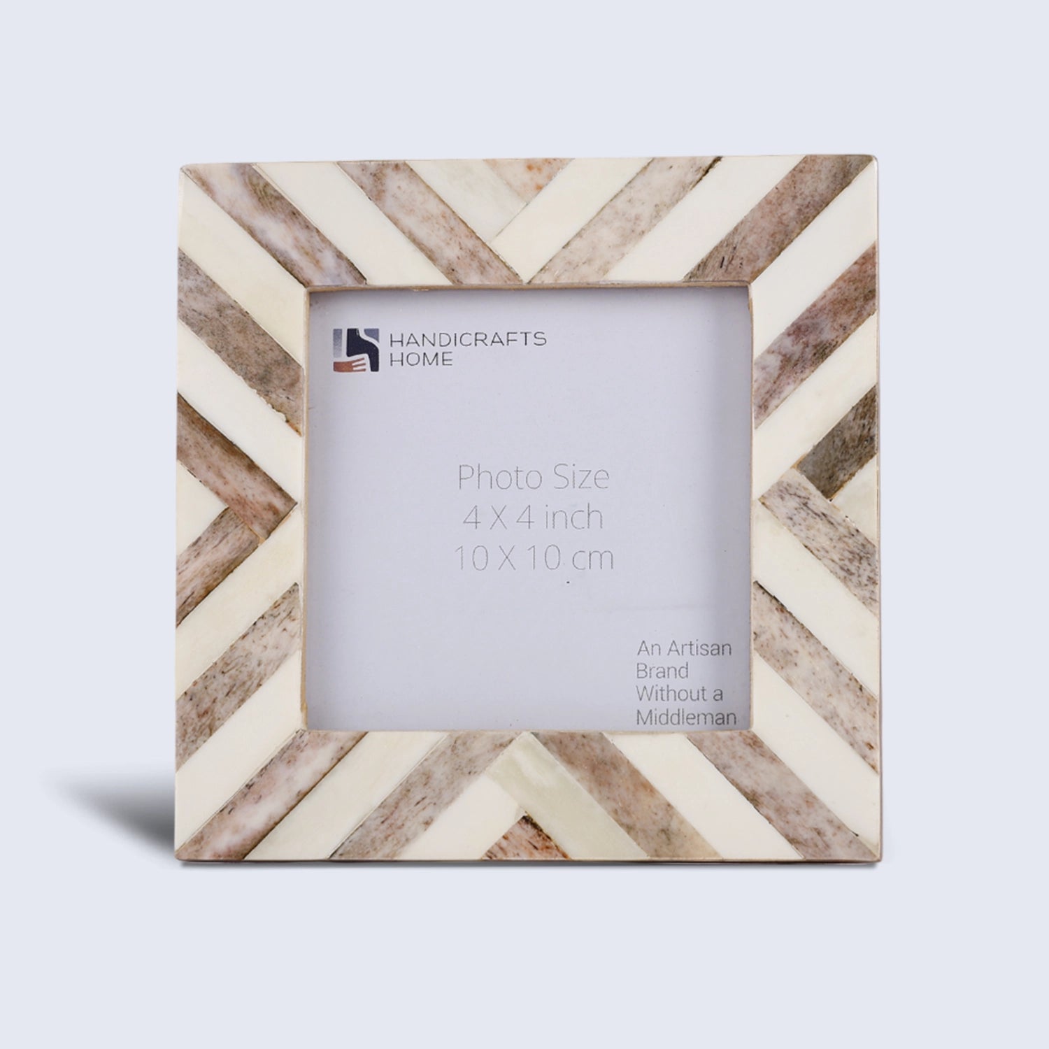 Baby Picture Frame Chevron Collection Bone Inlay Brown 4x4