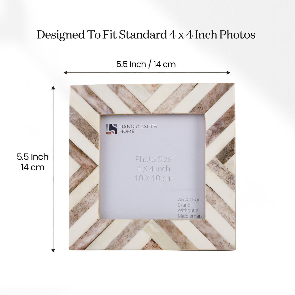 Picture Frame Chevron Collection Bone Inlay Brown 4x4