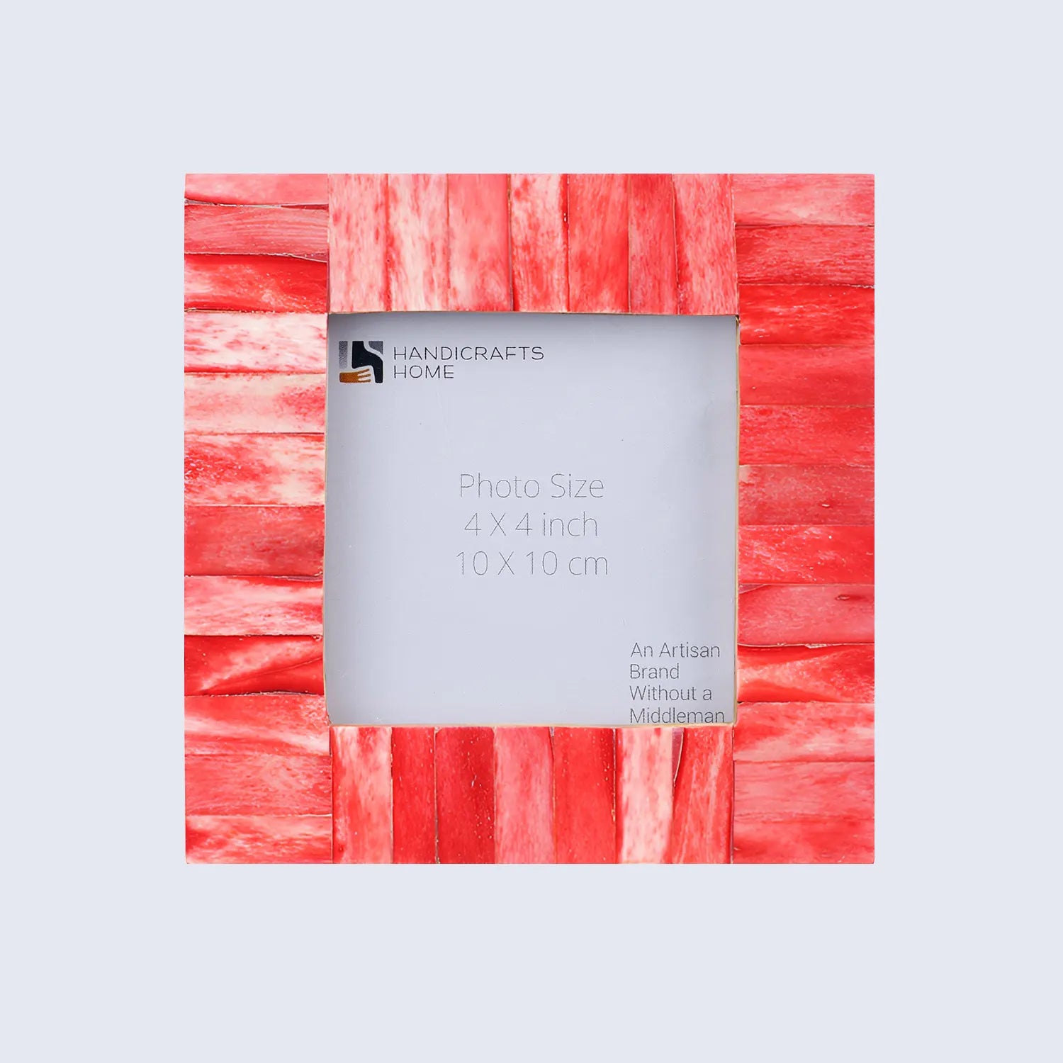 Square Baby Picture Frames Classic Pattern Bone Inlay 4x4 inch, Red