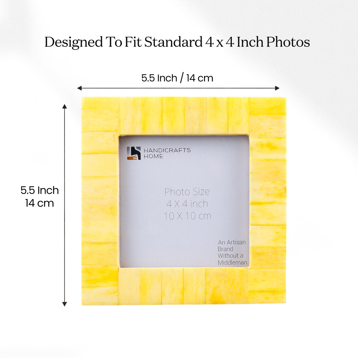 Baby Picture Frame Classic Collection Bone Inlay Yellow 4x4"