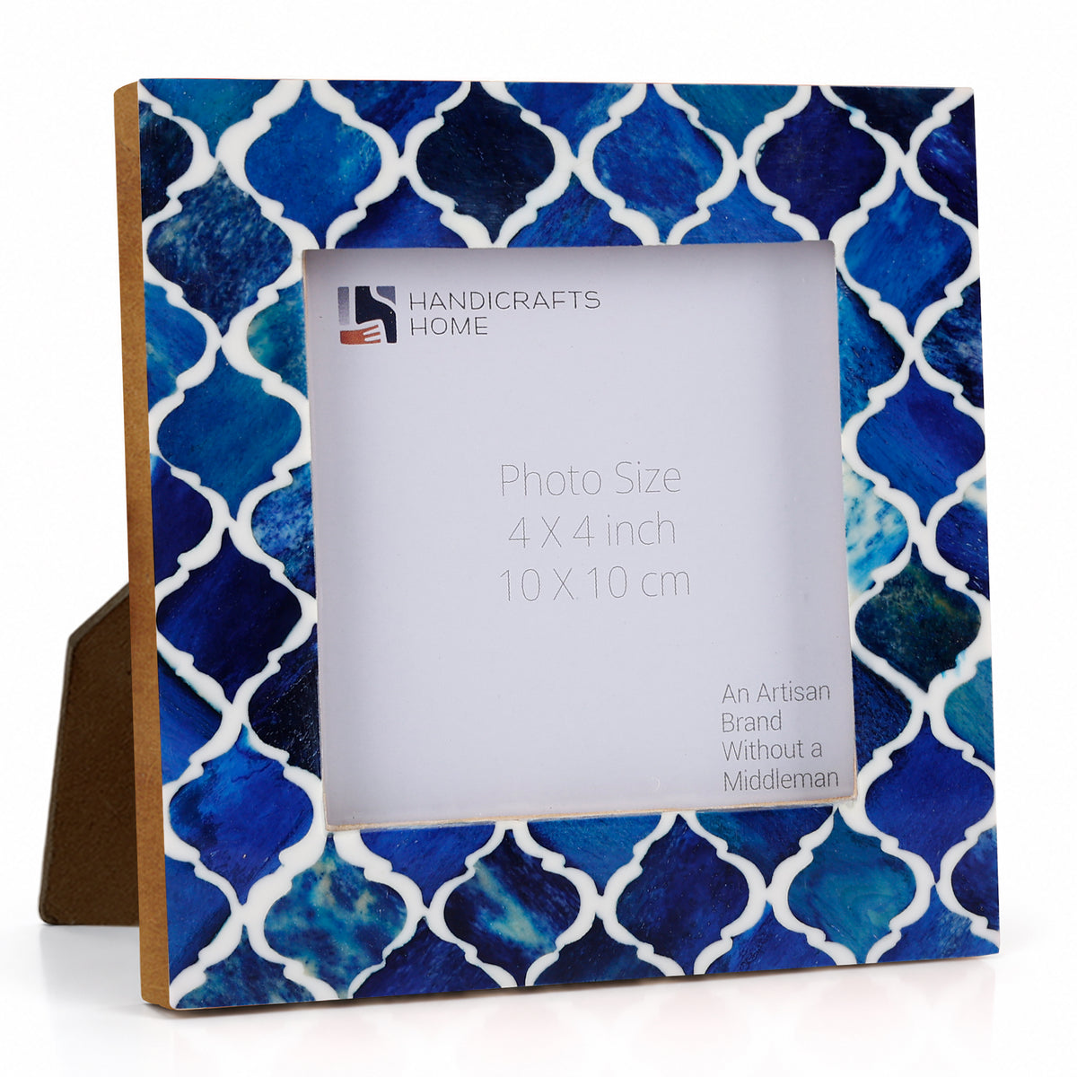 Moroccan Bone & Resin Mini Accent Frame | 4x4 Blue & White
