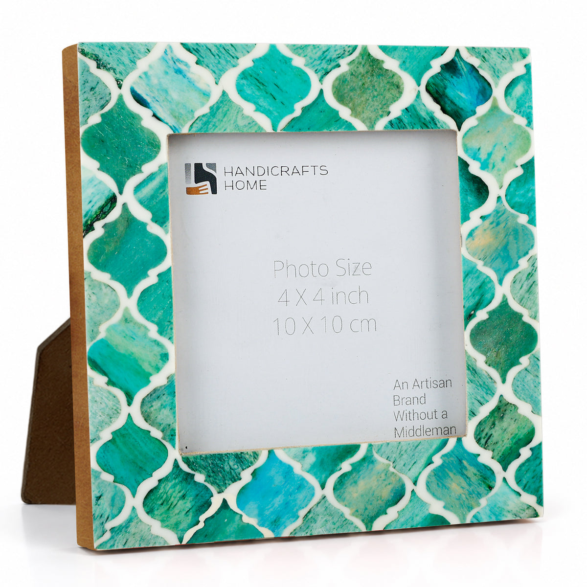 Moroccan Bone & Resin Mini Accent Frame | 4x4 Green & White