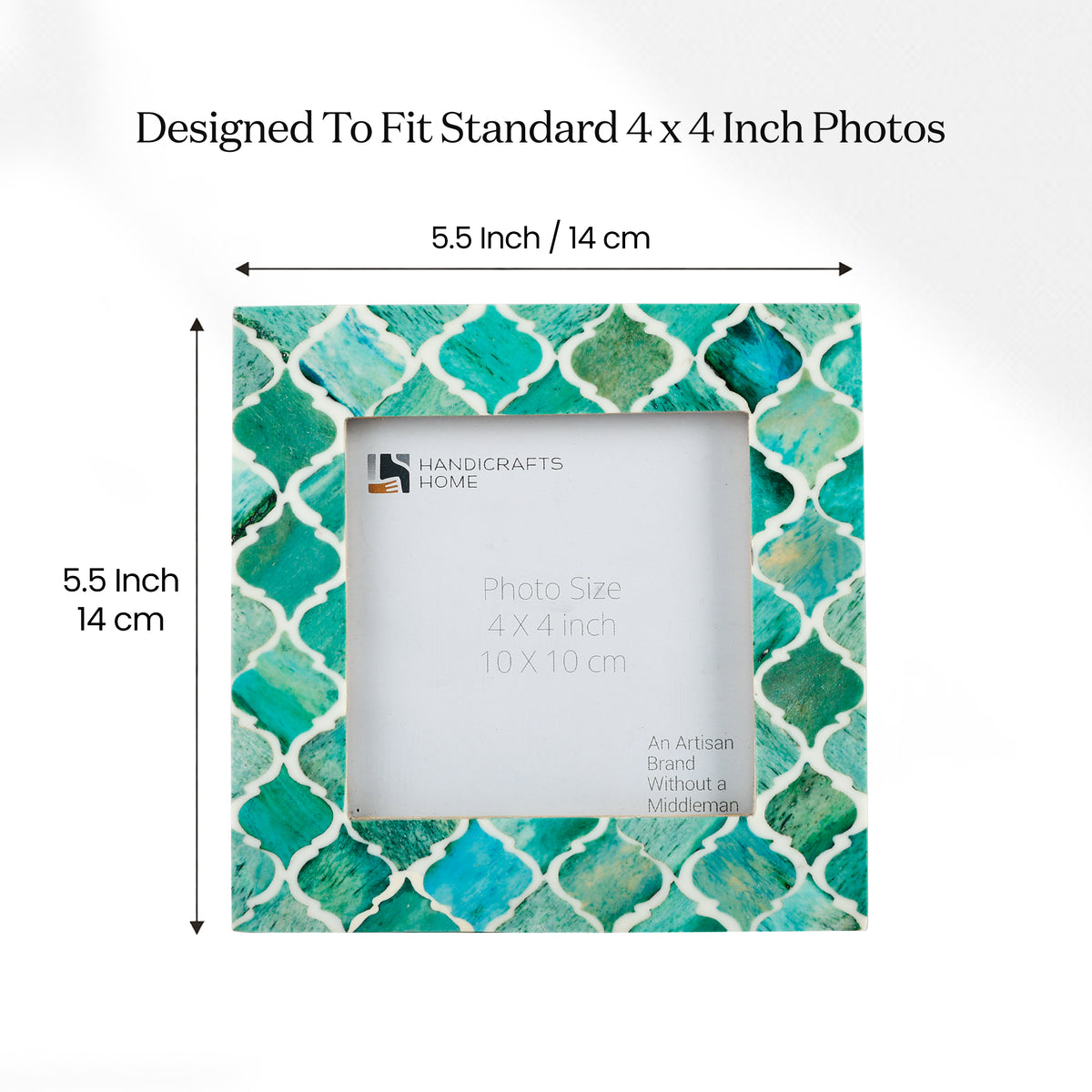 Moroccan Bone & Resin Mini Accent Frame | 4x4 Green & White