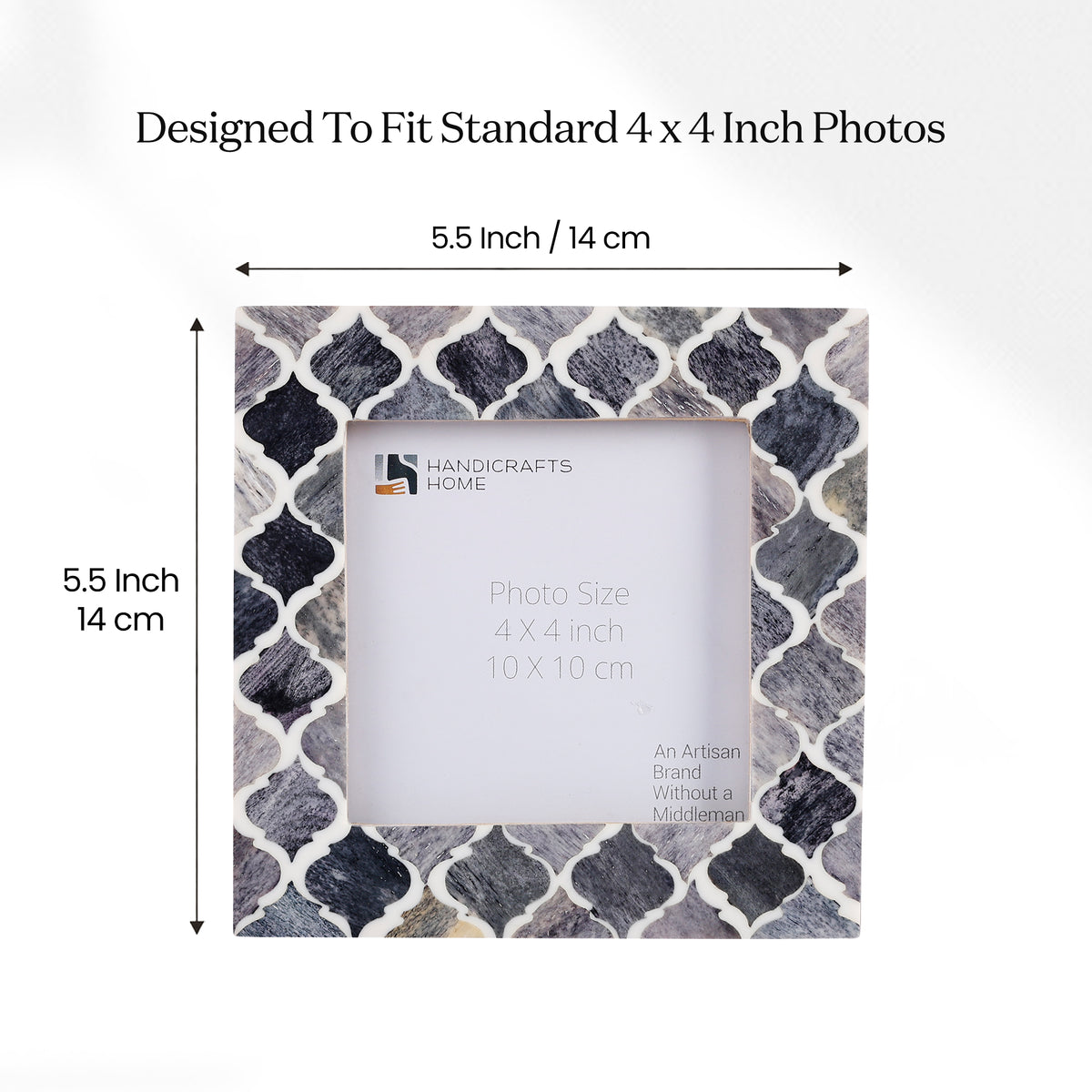 Moroccan Bone & Resin Mini Accent Frame | 4x4 Grey & White