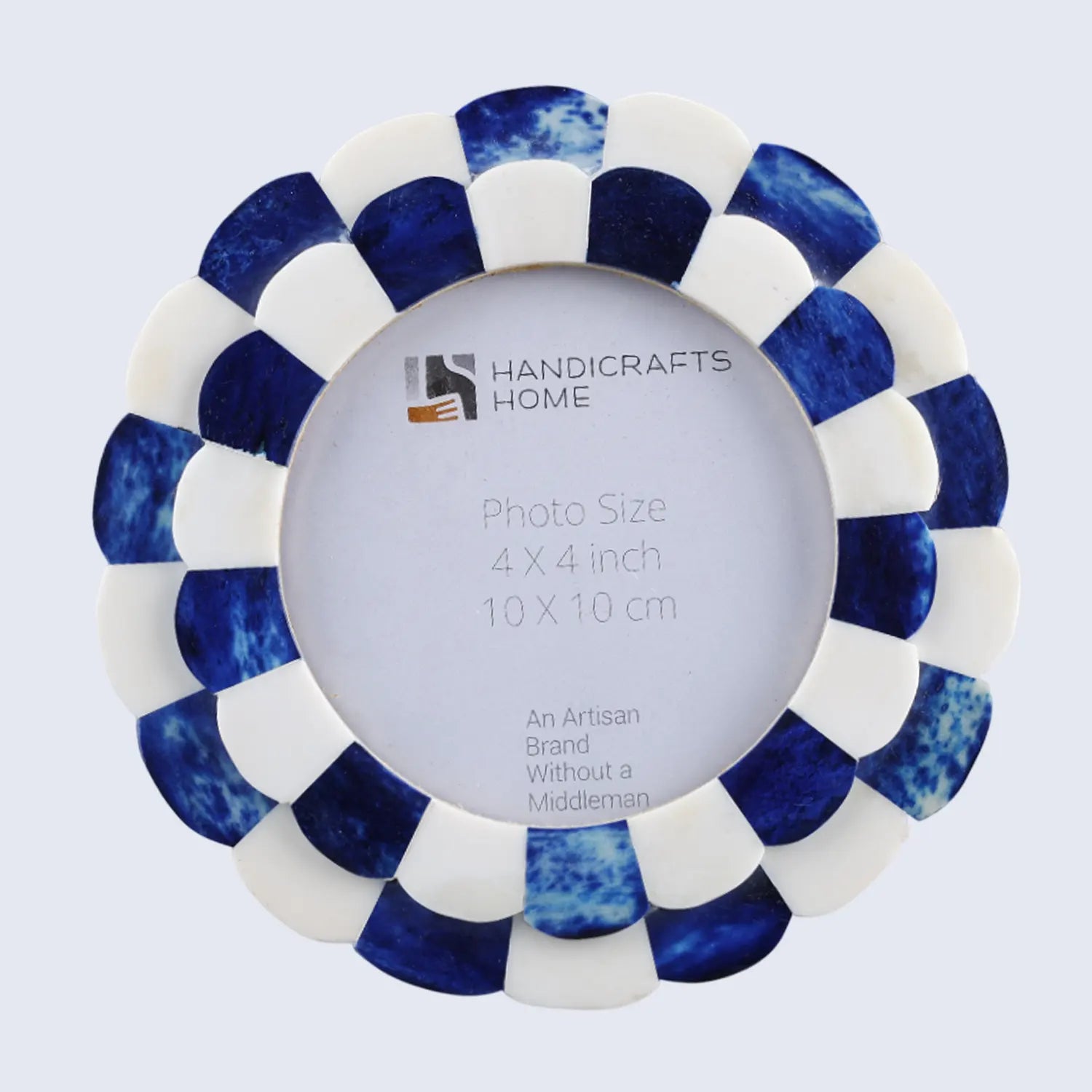 Picture Frames Scalloped Pattern Bone Inlay Collection in 4 sizes, Blue