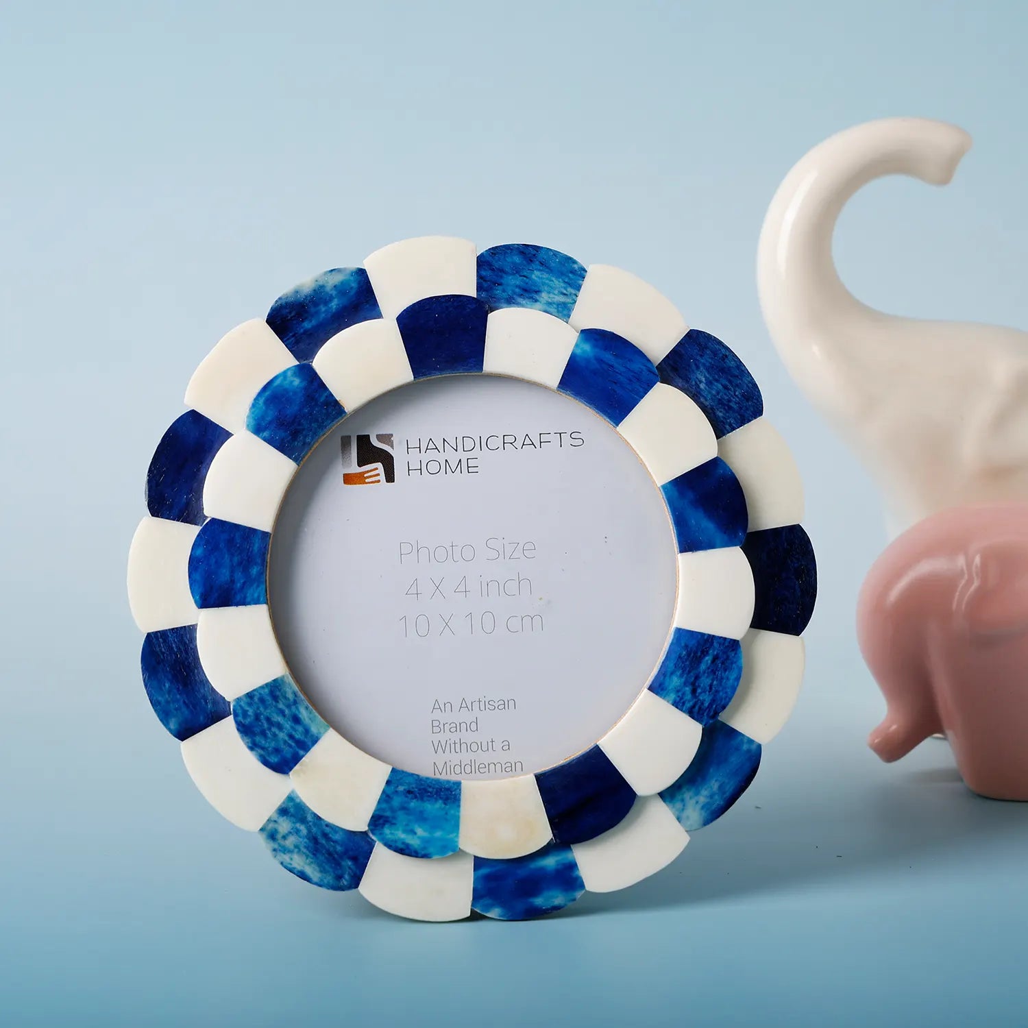 Picture Frames Scalloped Pattern Bone Inlay Collection in 4 sizes, Blue