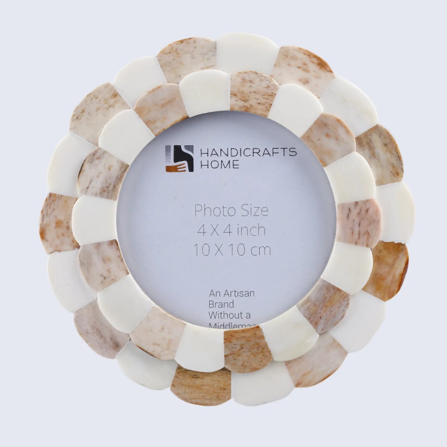 Picture Frames Scalloped Pattern Bone Inlay Collection in 4 sizes, Brown