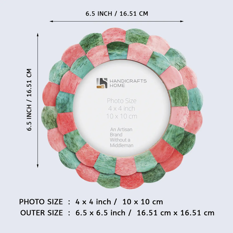Size Chart for Baby Picture Frames Scalloped Pattern Bone Inlay Collection in 4 Colors