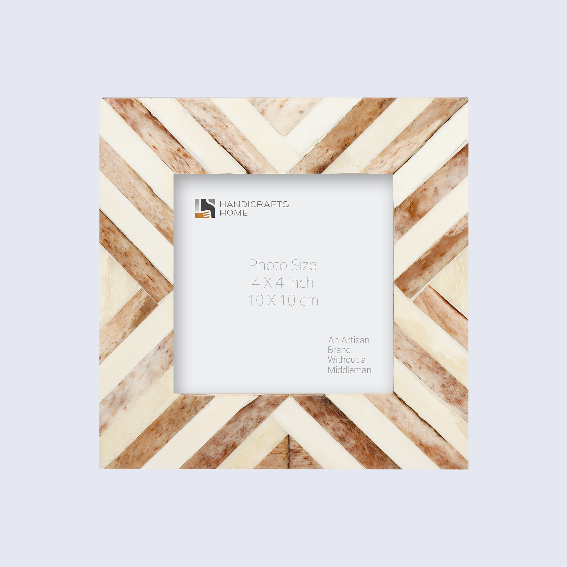 Baby Picture Frames Chevron Collection Bone Inlay - Brown, 4" x 4"