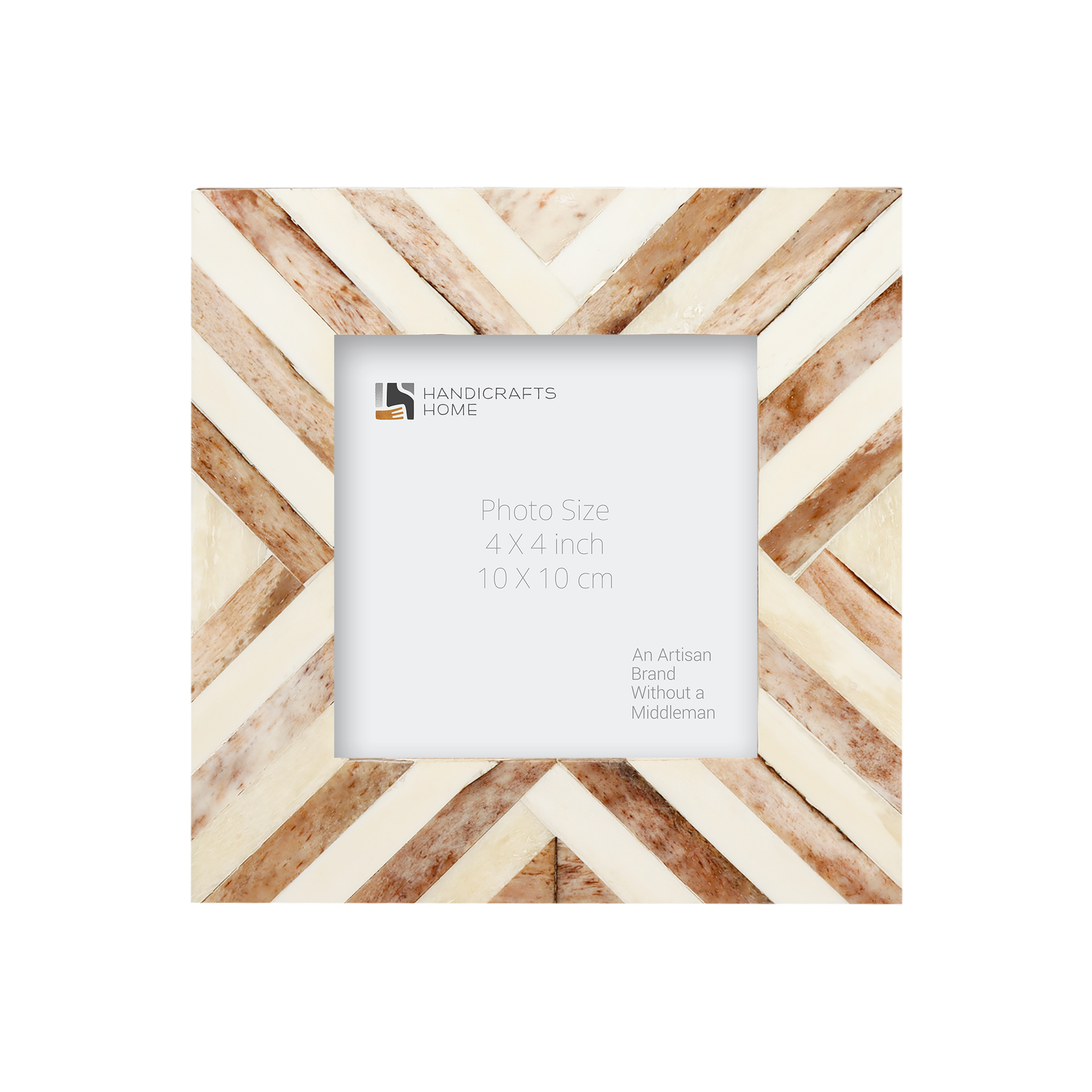 Baby Picture Frames Chevron Collection Bone Inlay - Brown, 4" x 4"