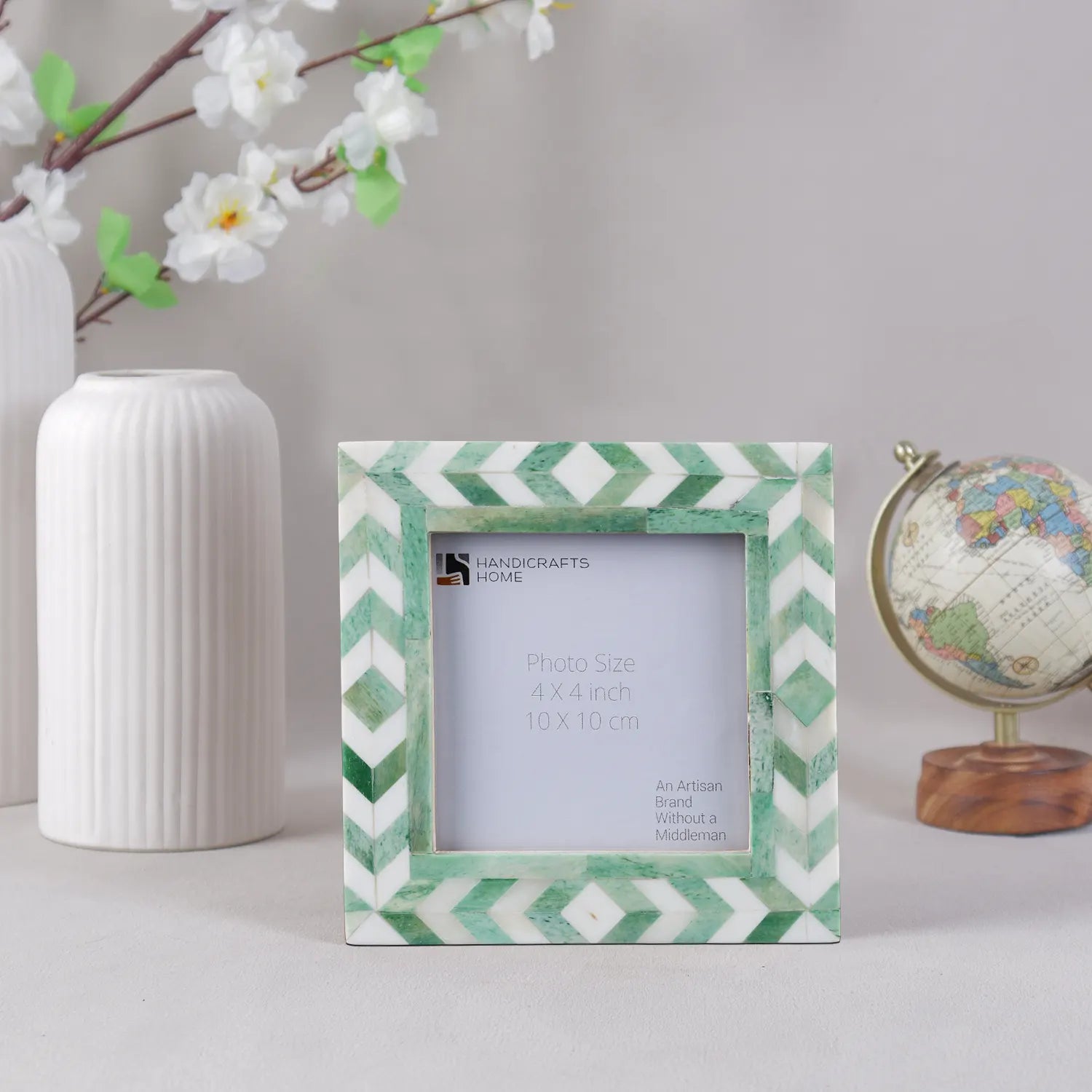 Picture Frame Taj Pattern Collection Bone Inlay Green 2 Sizes