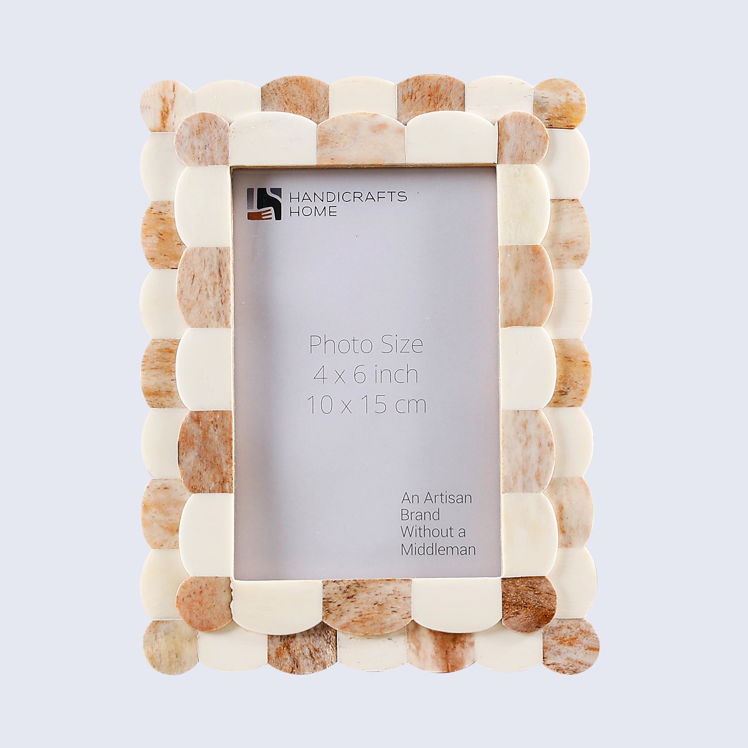 Picture Frames Scalloped Pattern Bone Inlay Collection in 4 sizes, Brown