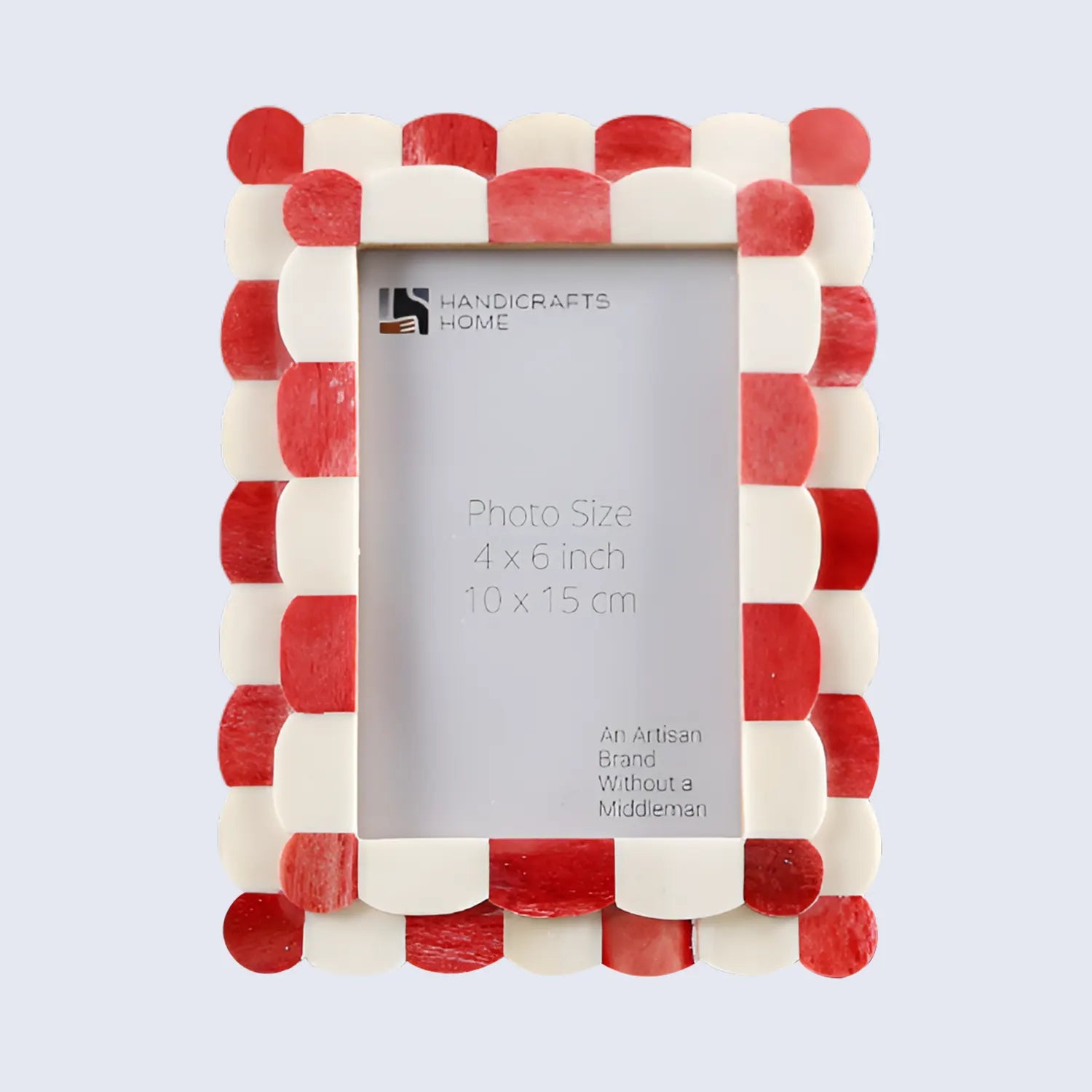 Picture Frames Scalloped Pattern Bone Inlay Collection in 4 sizes, Red