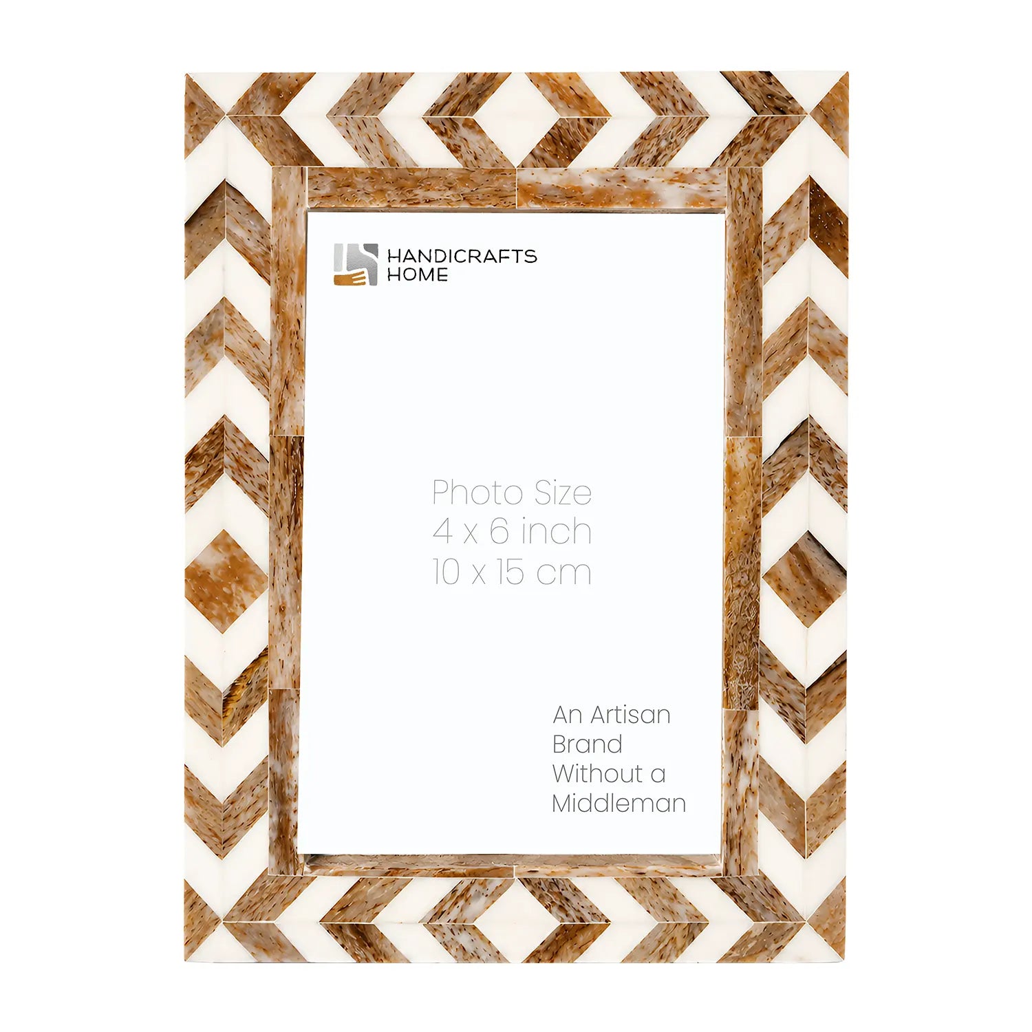 Brown white Bone Inlay Picture Frames | Taj Chevron Frame