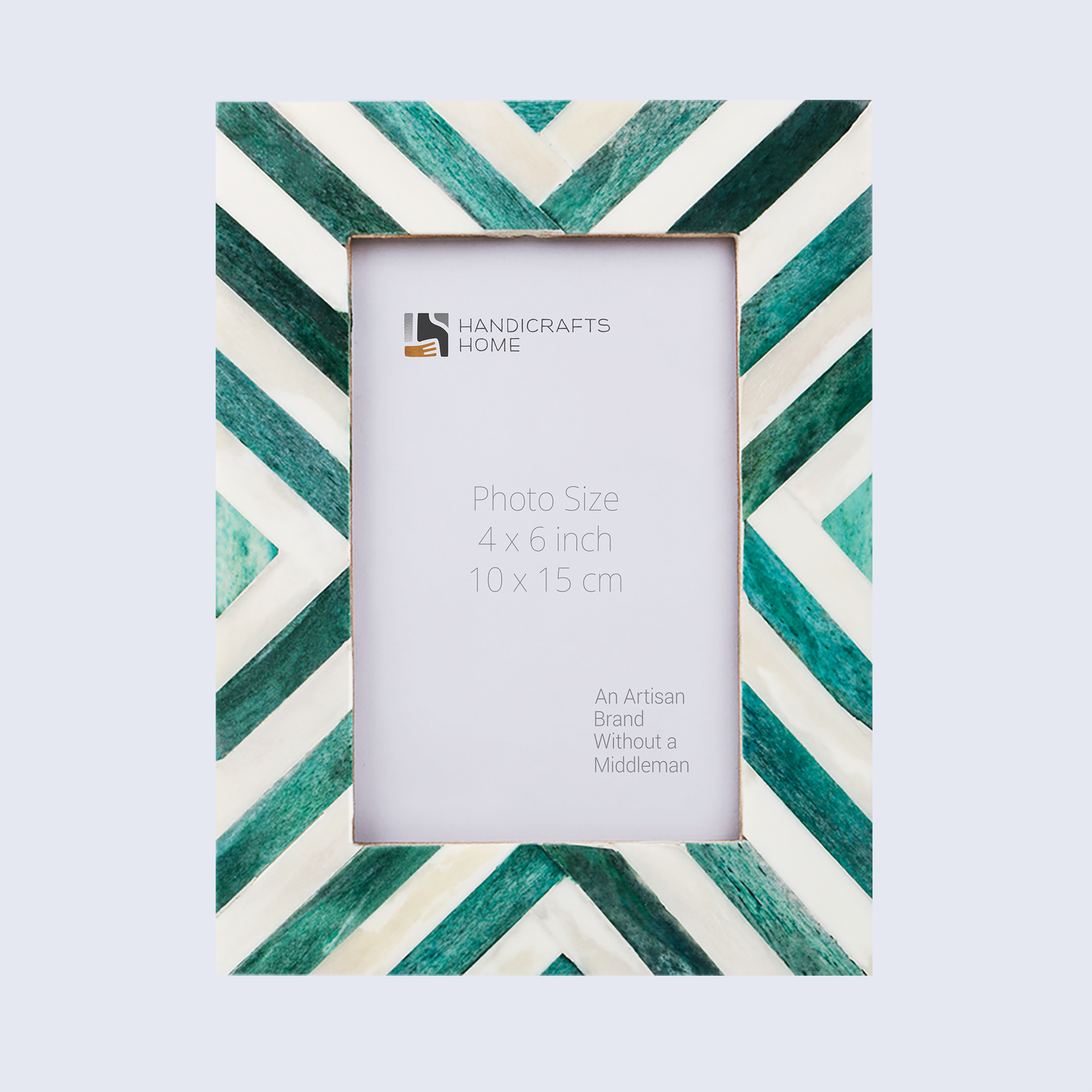 Green White Chevron Bone Inlay Picture Frame 4x6, 1.25" Border Width