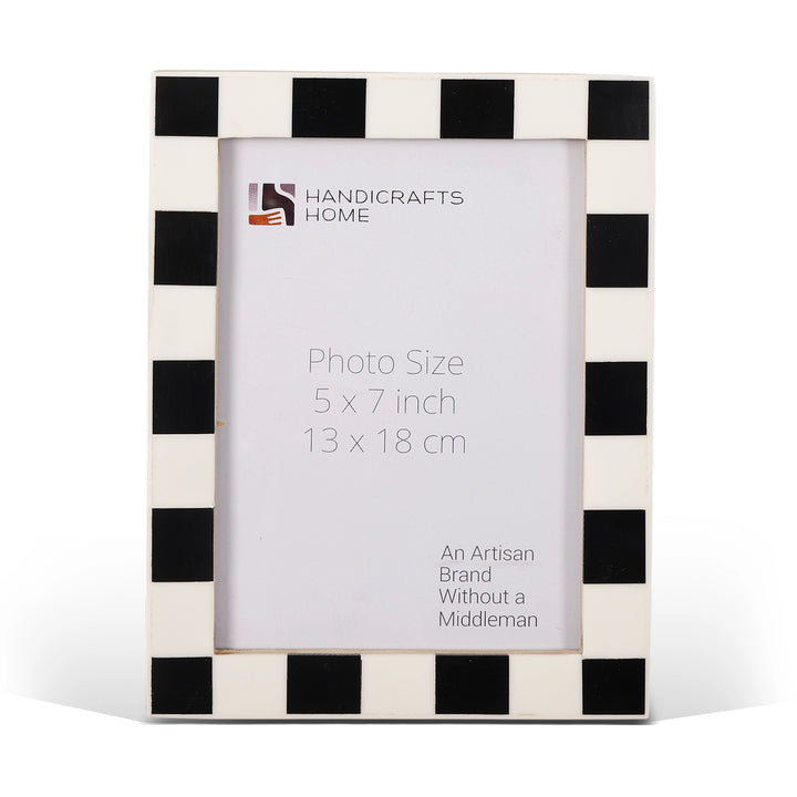 Handmade Baby Picture Frame 4x4 Checkered Art Inspired Resin Inlay Collection, for tabletop or wall display