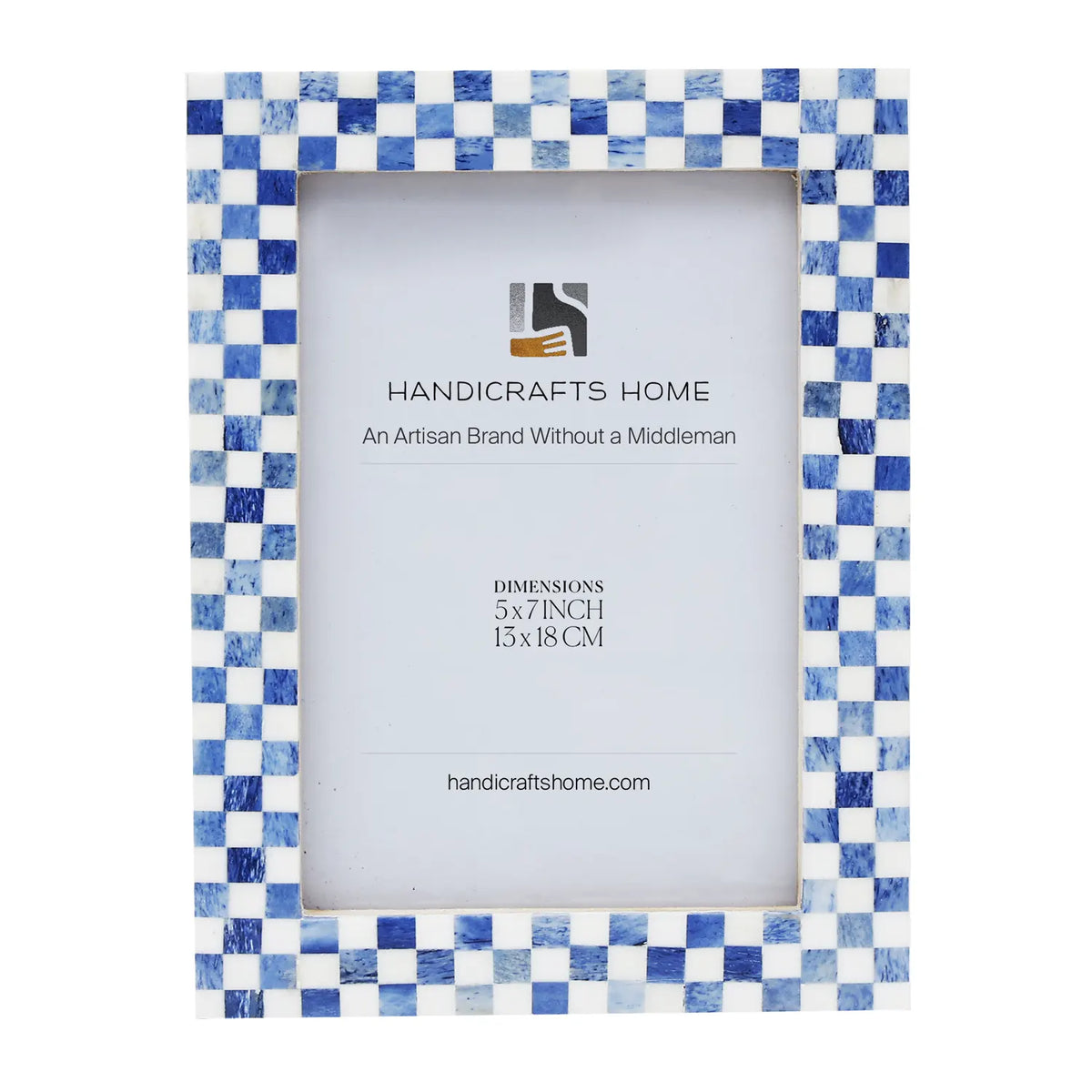 Blue & White Picture Frames | Checkered Bone Inlay | 4x6, 5x7 & 8x10