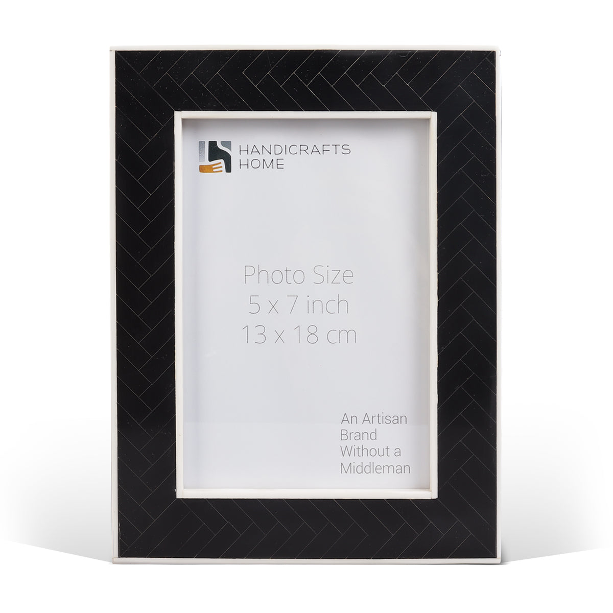 Handmade Picture Frames Chevron Pattern Collection Resin Inlay, Black-White-4x6 , 5x7", for tabletop or wall display