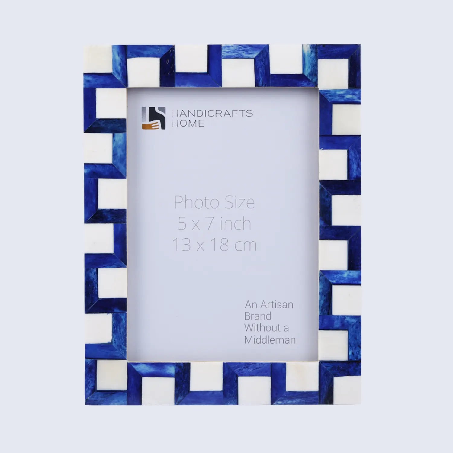 Escher Cube Bone Inlay Picture Frame - Blue & White in 4x6 & 5x7