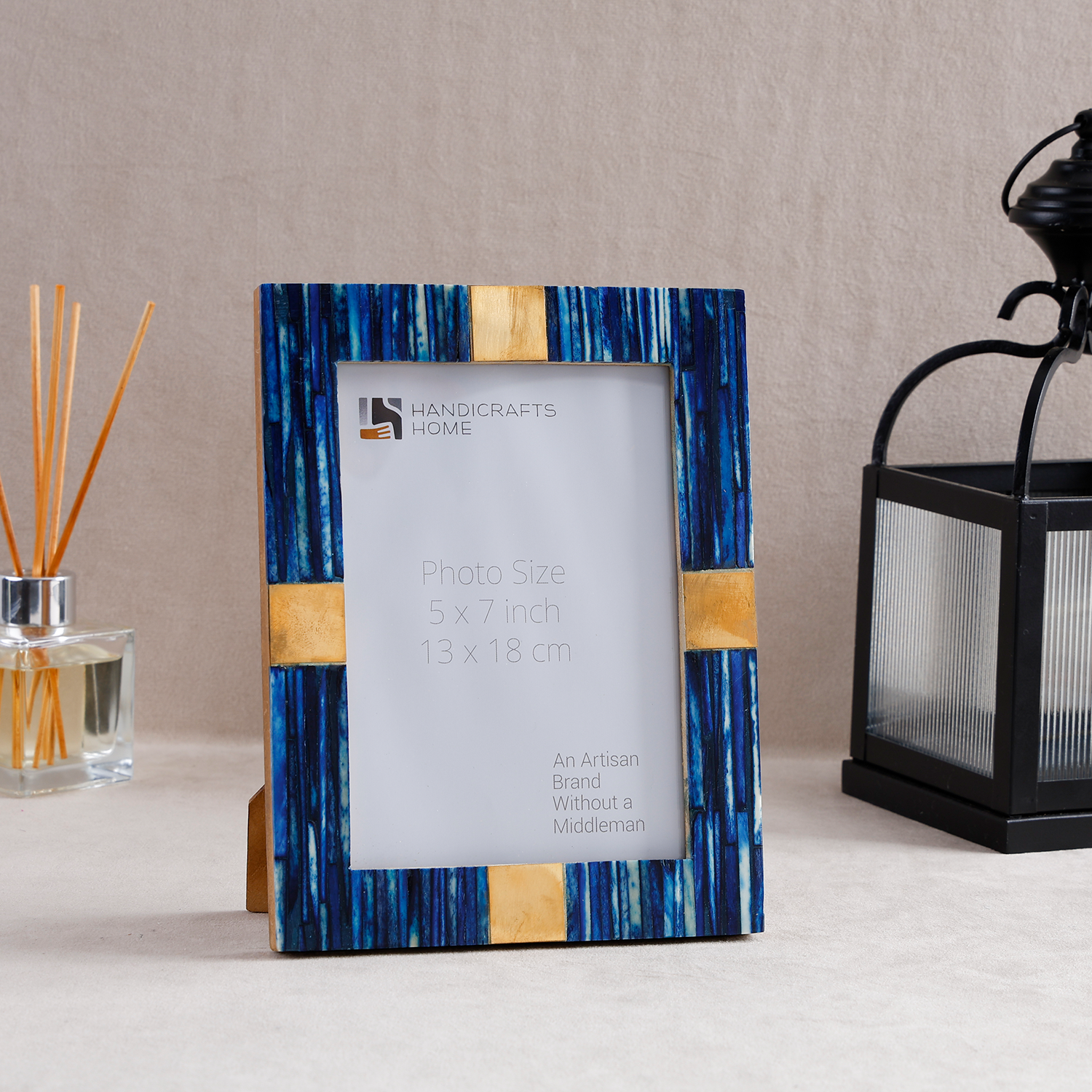 Handmade Coastal Luxe Bone Inlay & Brass Picture Frame- 4x6 & 5x7